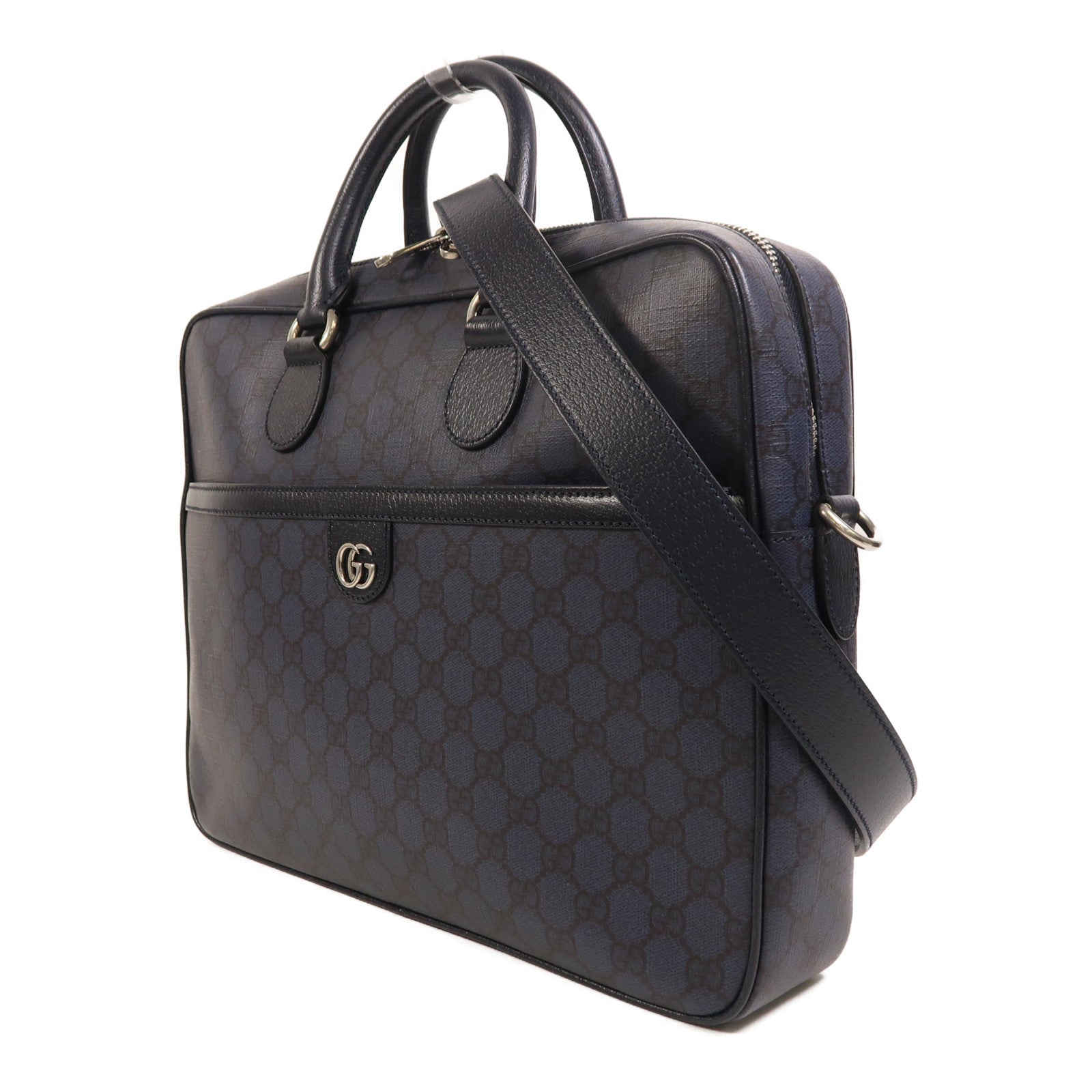GUCCI 塗層帆布Ophidia Medium GG Briefcase銀扣手挽肩背兩用袋