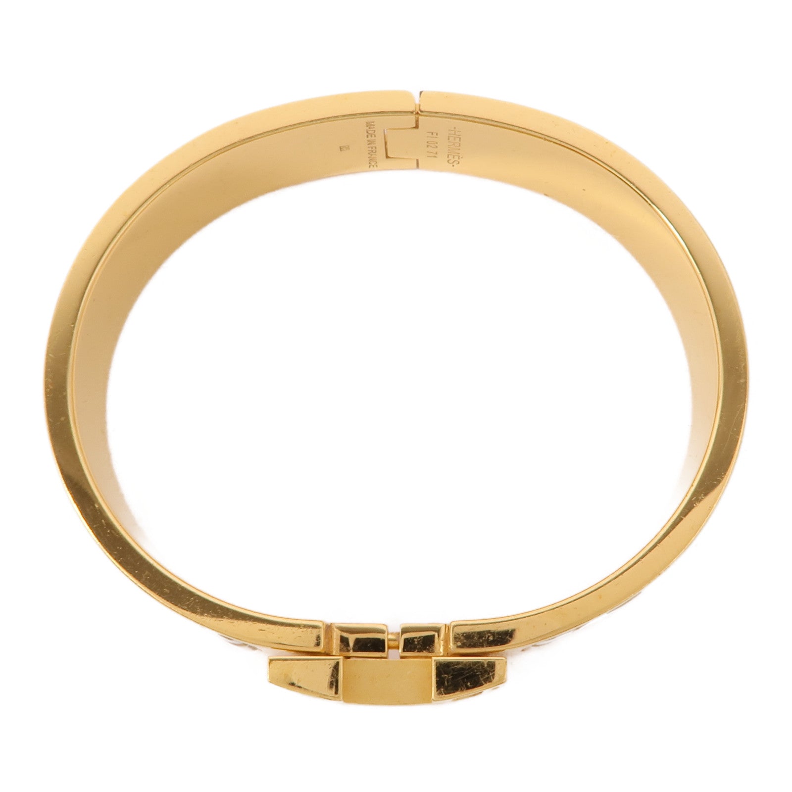HERMES Clic H Bracelet Metal Enamel Gold