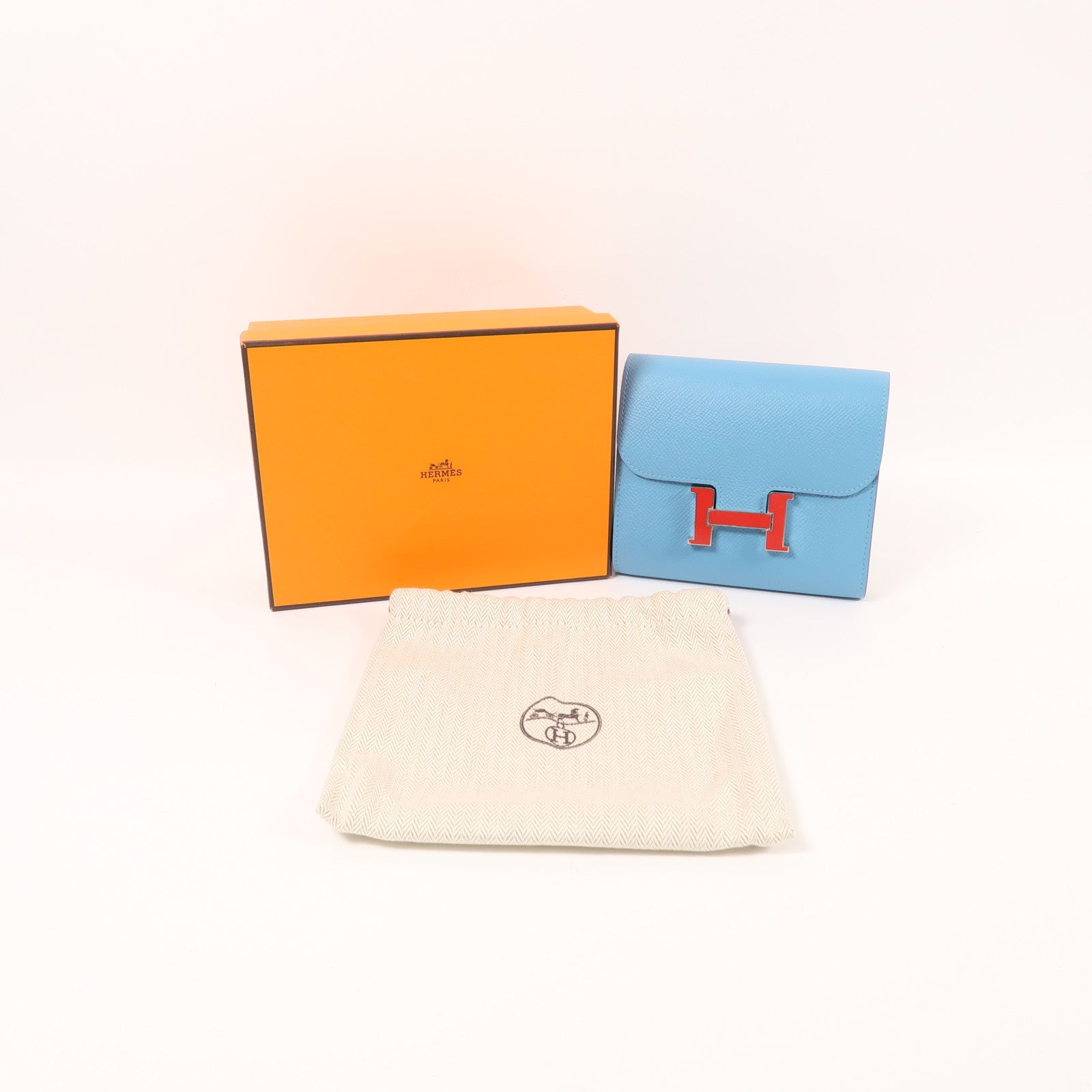 HERMES 【激減優惠】Epsom皮革Constance Wallet錢包P3 Bleu De Nord