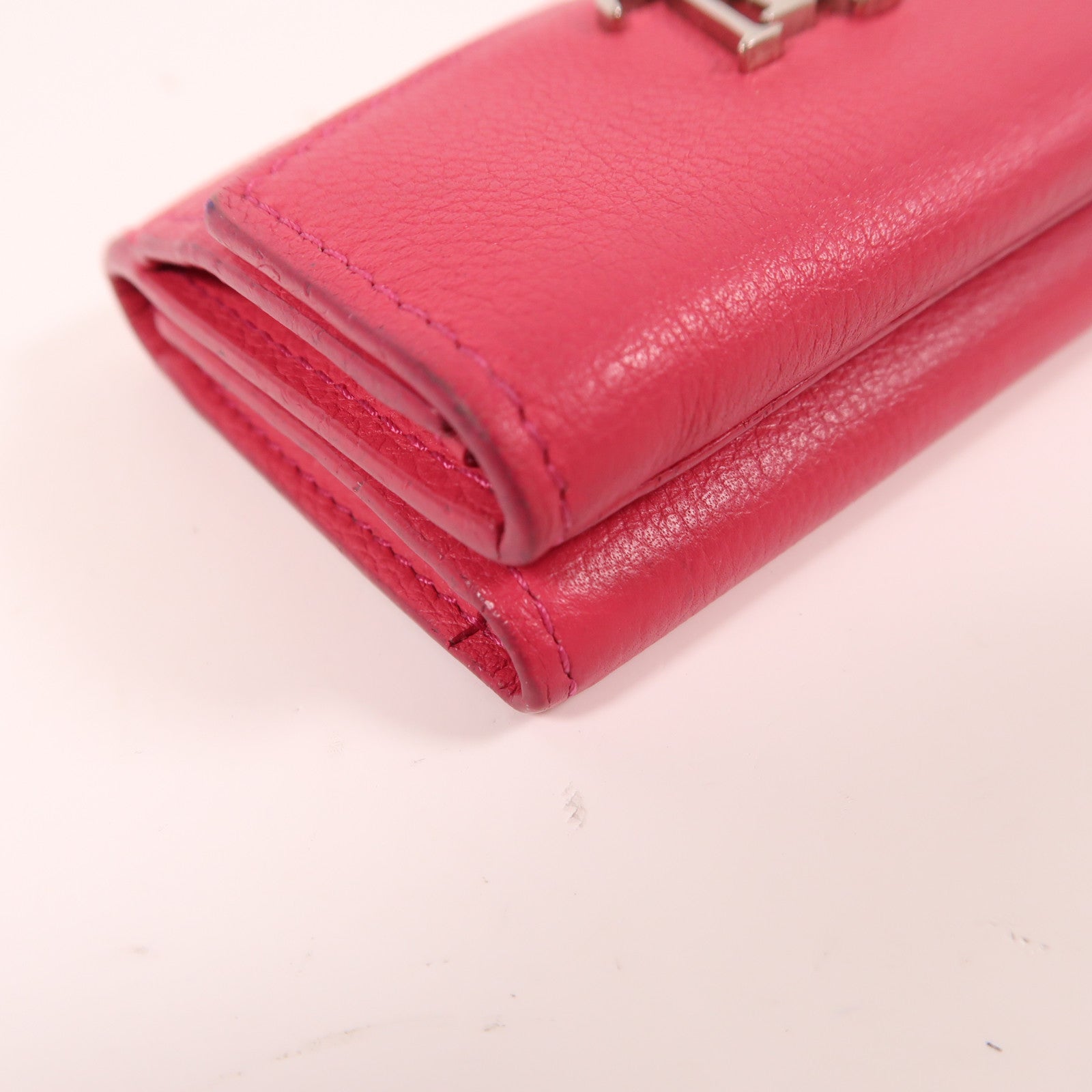 LOUIS VUITTON 牛皮皮革Portefeuille Rock Mini銀扣錢包粉紅色