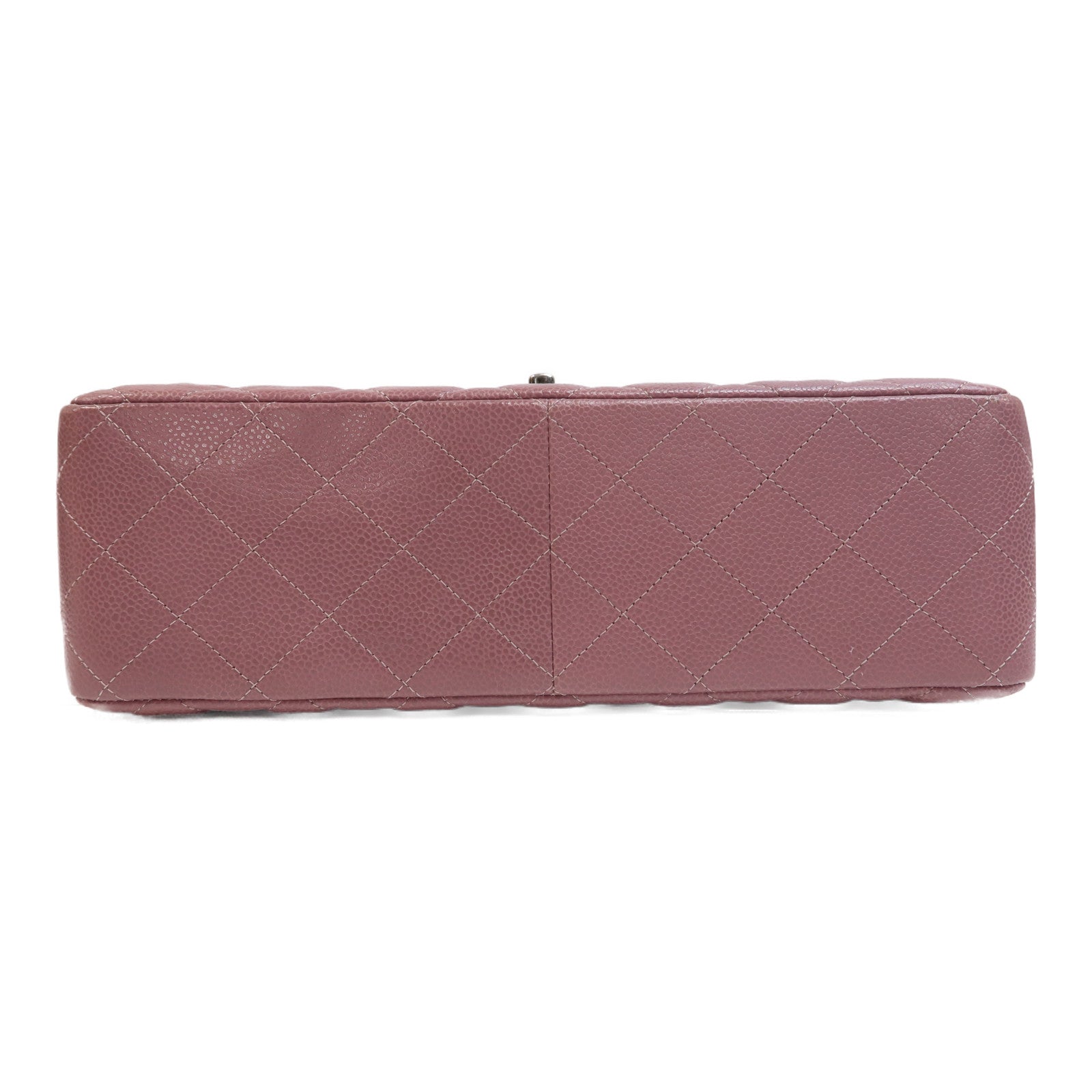CHANEL 【激減優惠】菱格Caviar皮革Classic Double Flap Bag Jumbo銀扣鏈帶肩背袋紫色