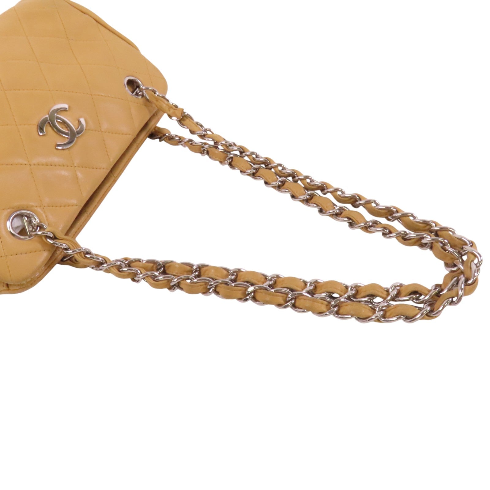 CHANEL 牛皮皮革Chain Shoulder銀扣鏈帶肩背袋