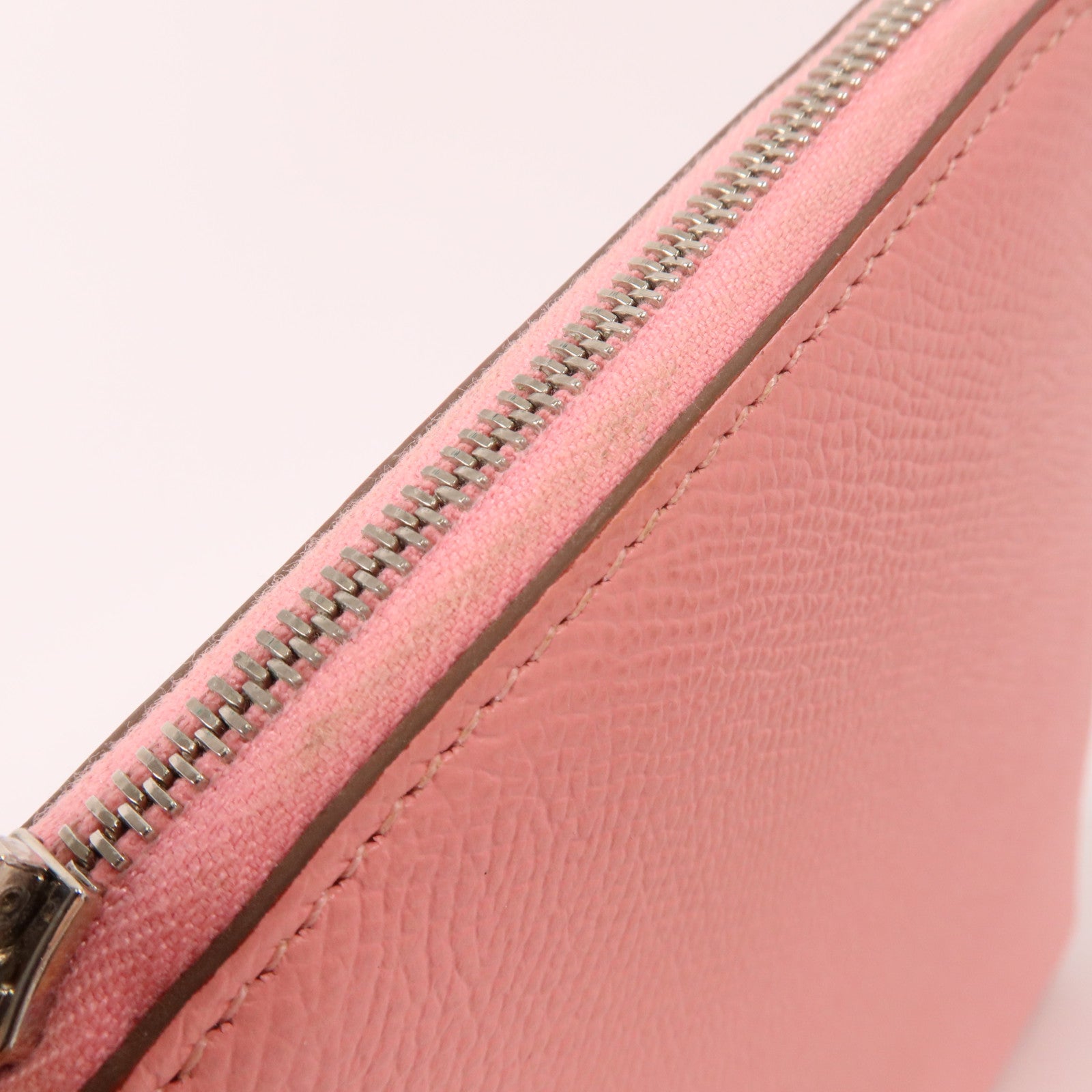 HERMES Epsom皮革Silk In Long Wallet銀扣長錢包Rose Azalee