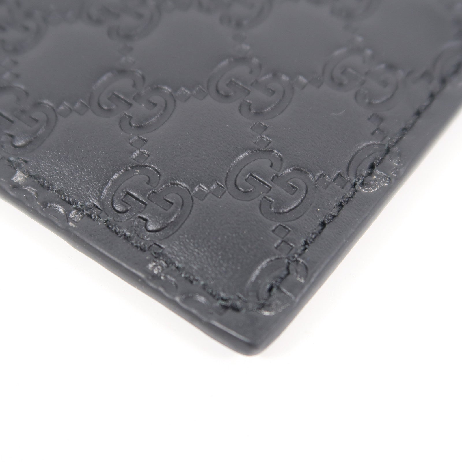 GUCCI 牛皮皮革Micro Guccissima Card Case卡片套黑色