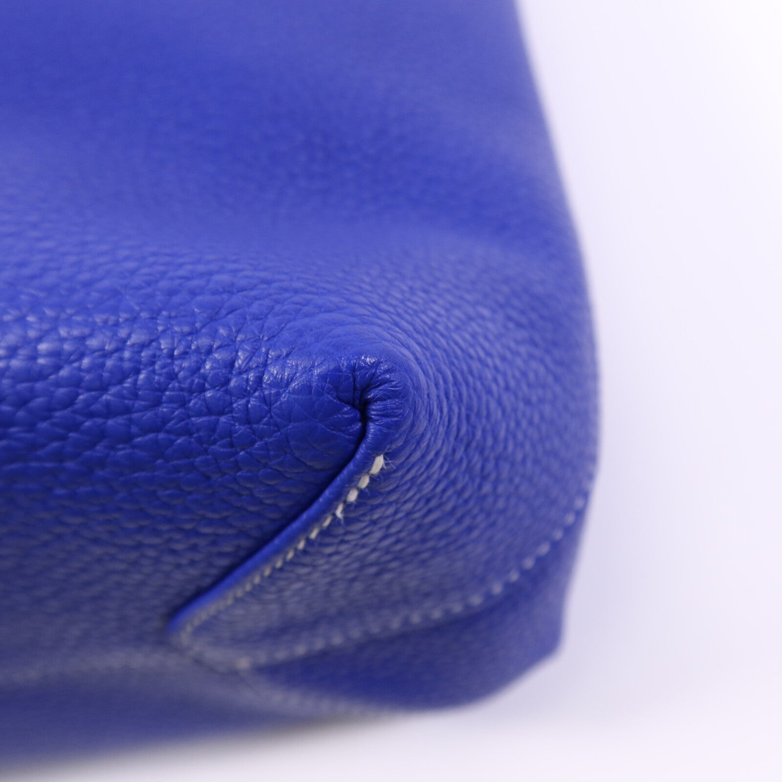 HERMES Clemence皮革Double Sens手挽袋Bleu Electrique/Etain