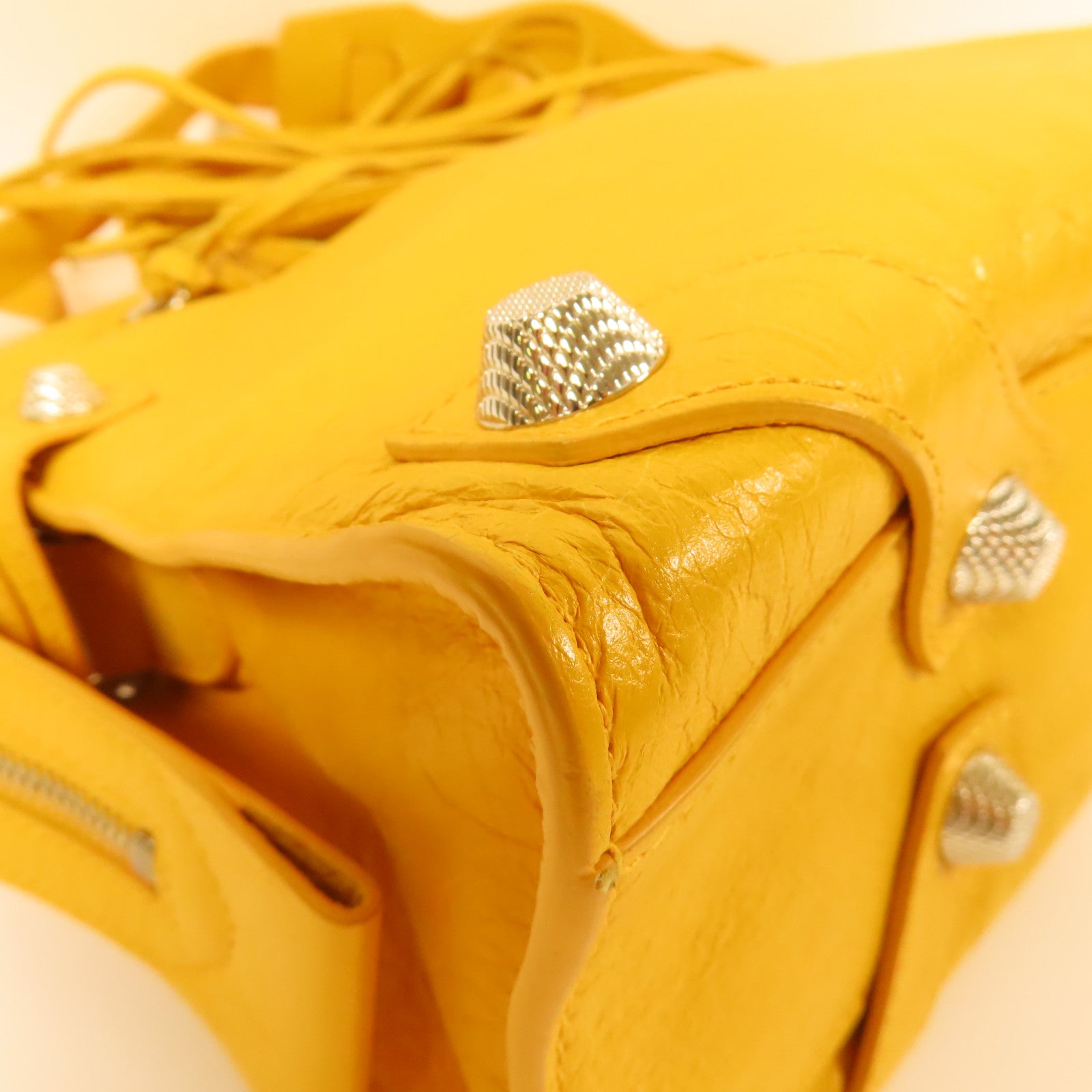 BALENCIAGA SHW Mute City 2Way Shoulder Hand Bag Calfskin Leather Yellow