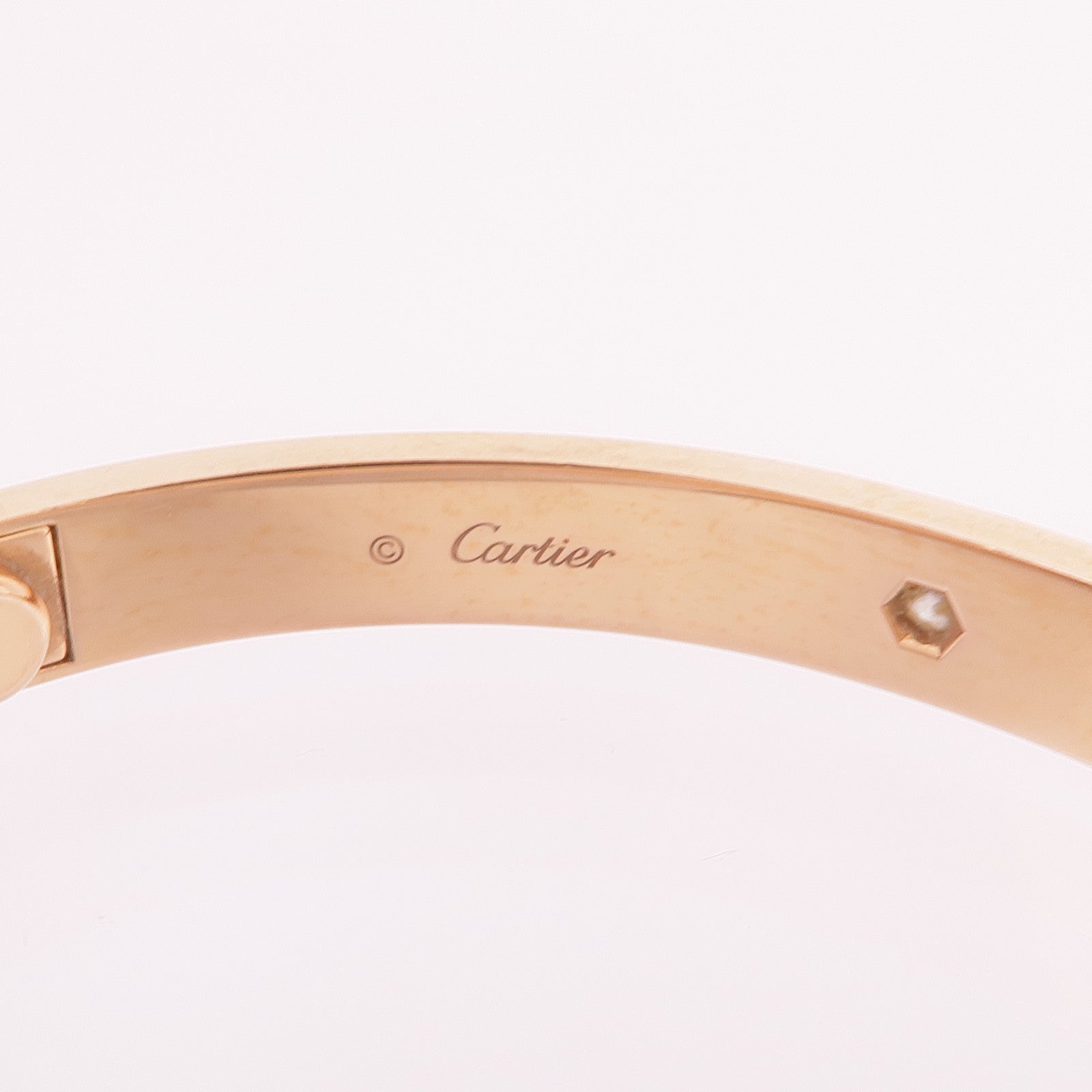 CARTIER 18K玫瑰金Love Bracelet 4 Diamonds鑽石手鐲Cartier#19
