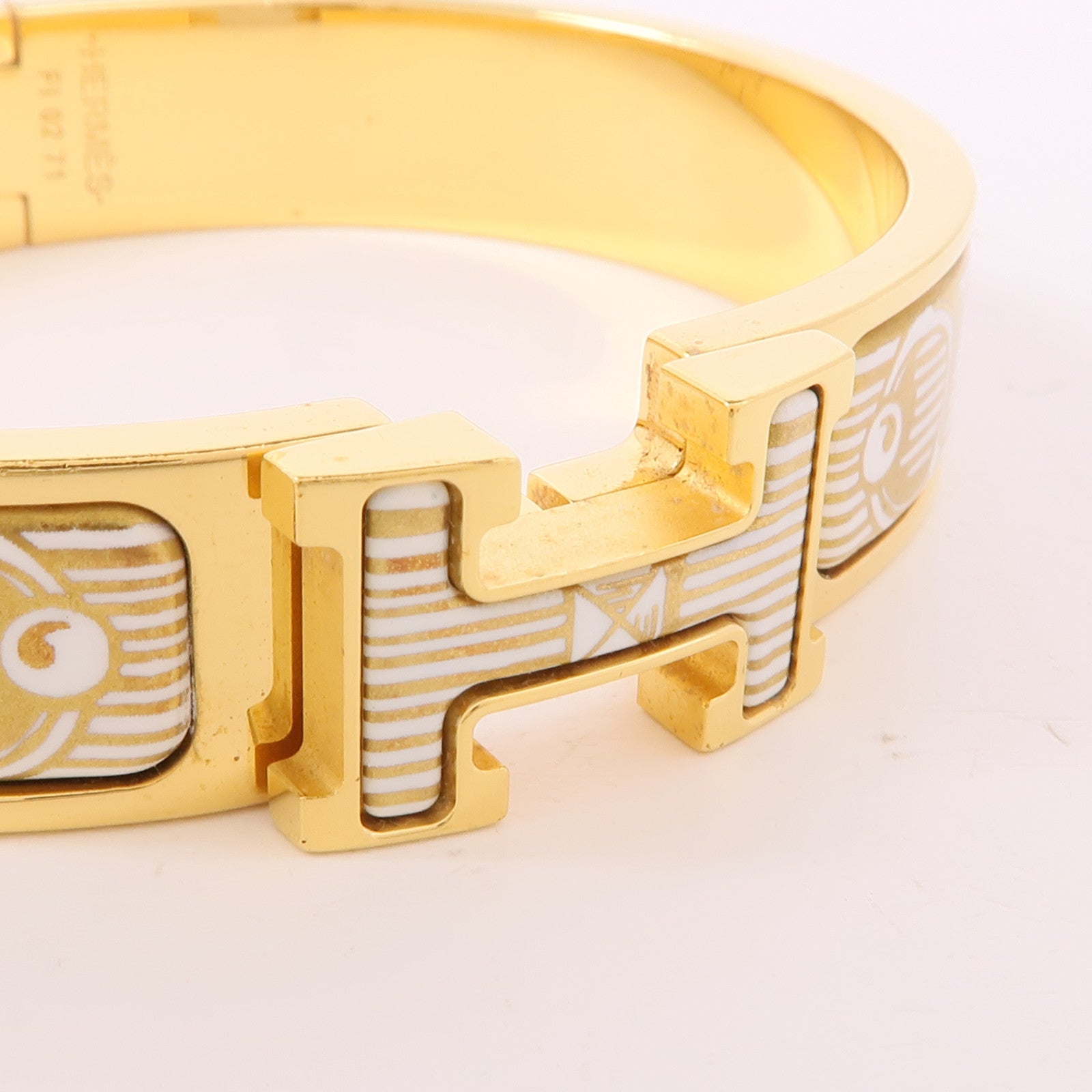 HERMES Clic H Bracelet Metal Enamel Gold