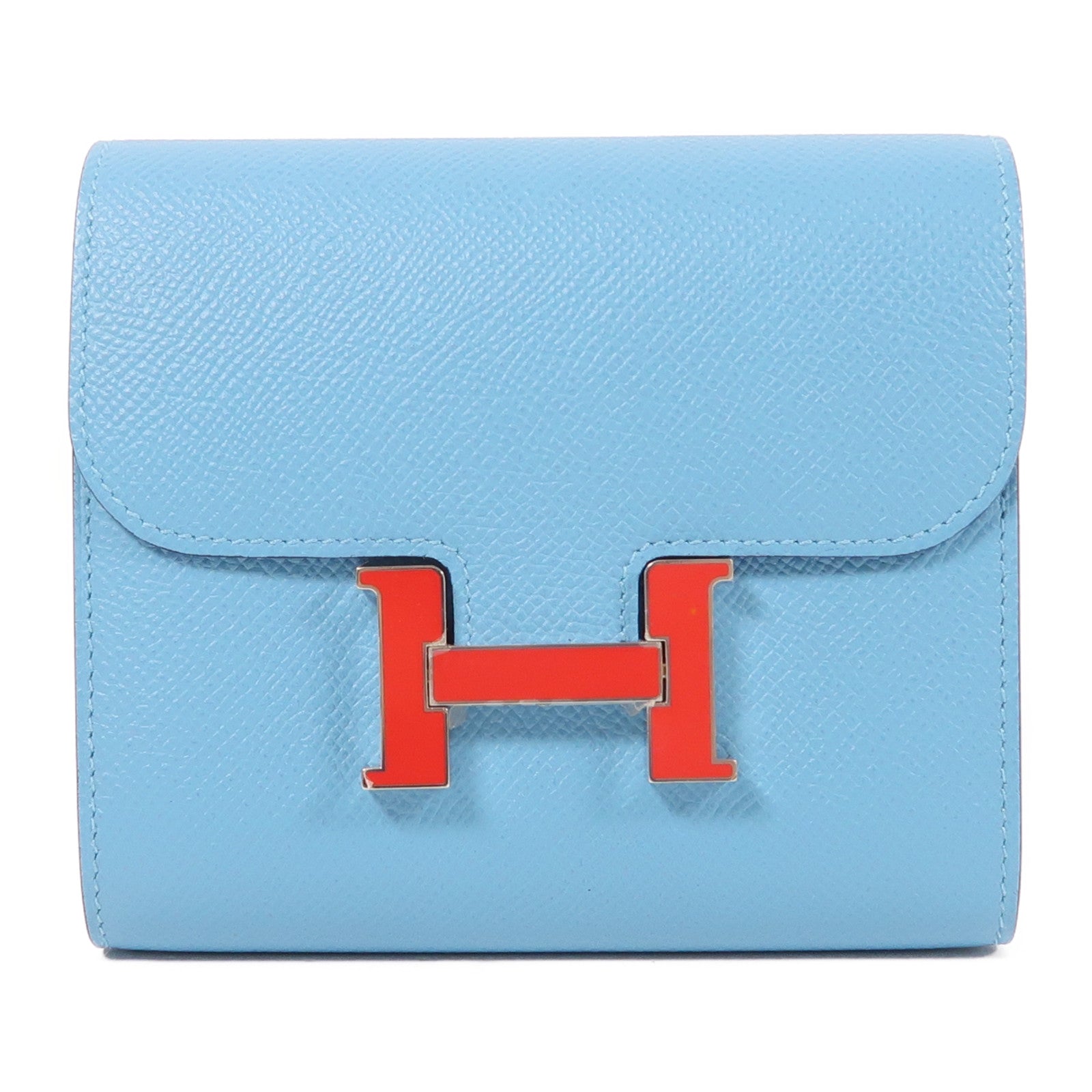 HERMES Epsom皮革Constance Wallet錢包P3 Bleu De Nord