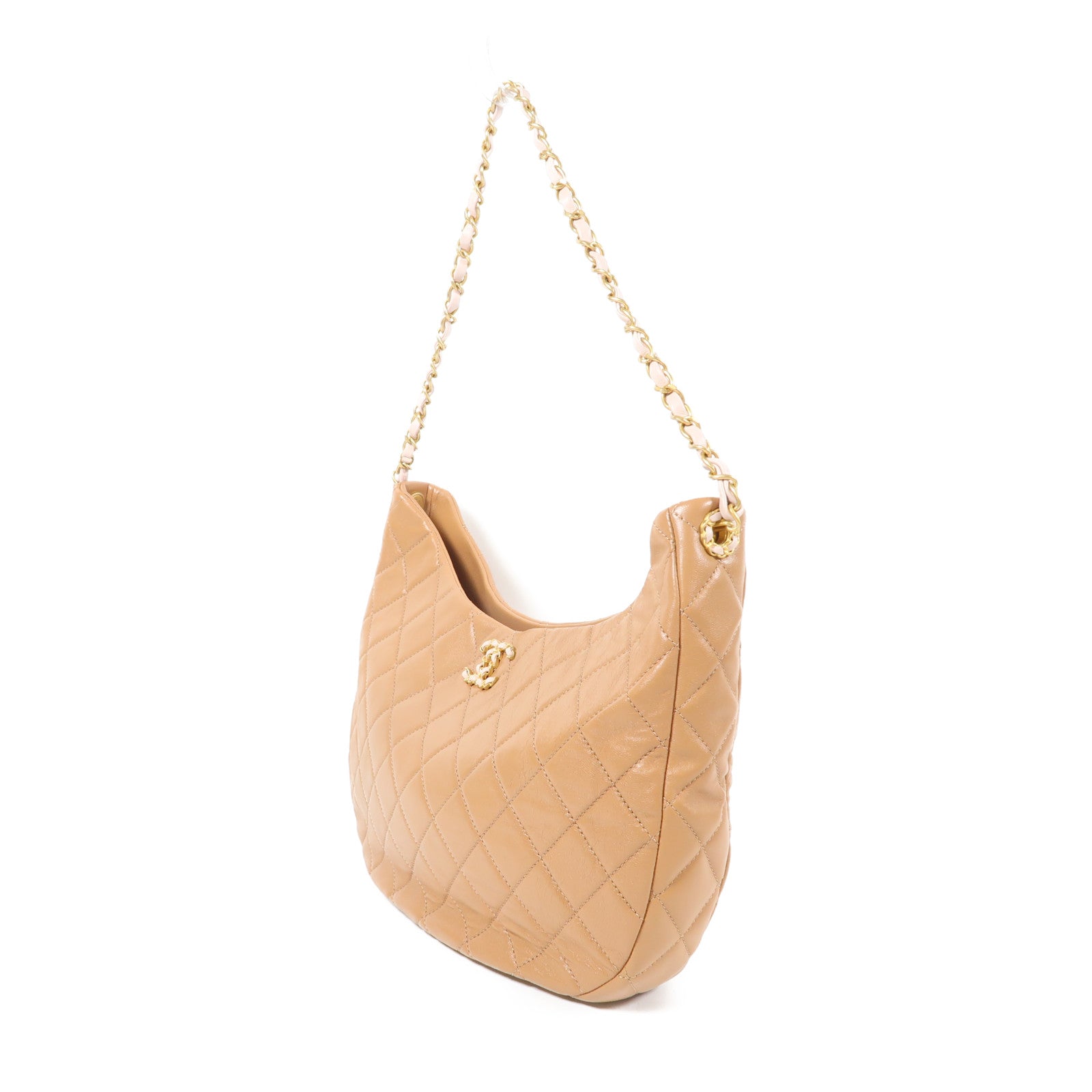 CHANEL 【激減優惠】牛皮皮革Hobo金扣鏈帶肩背袋
