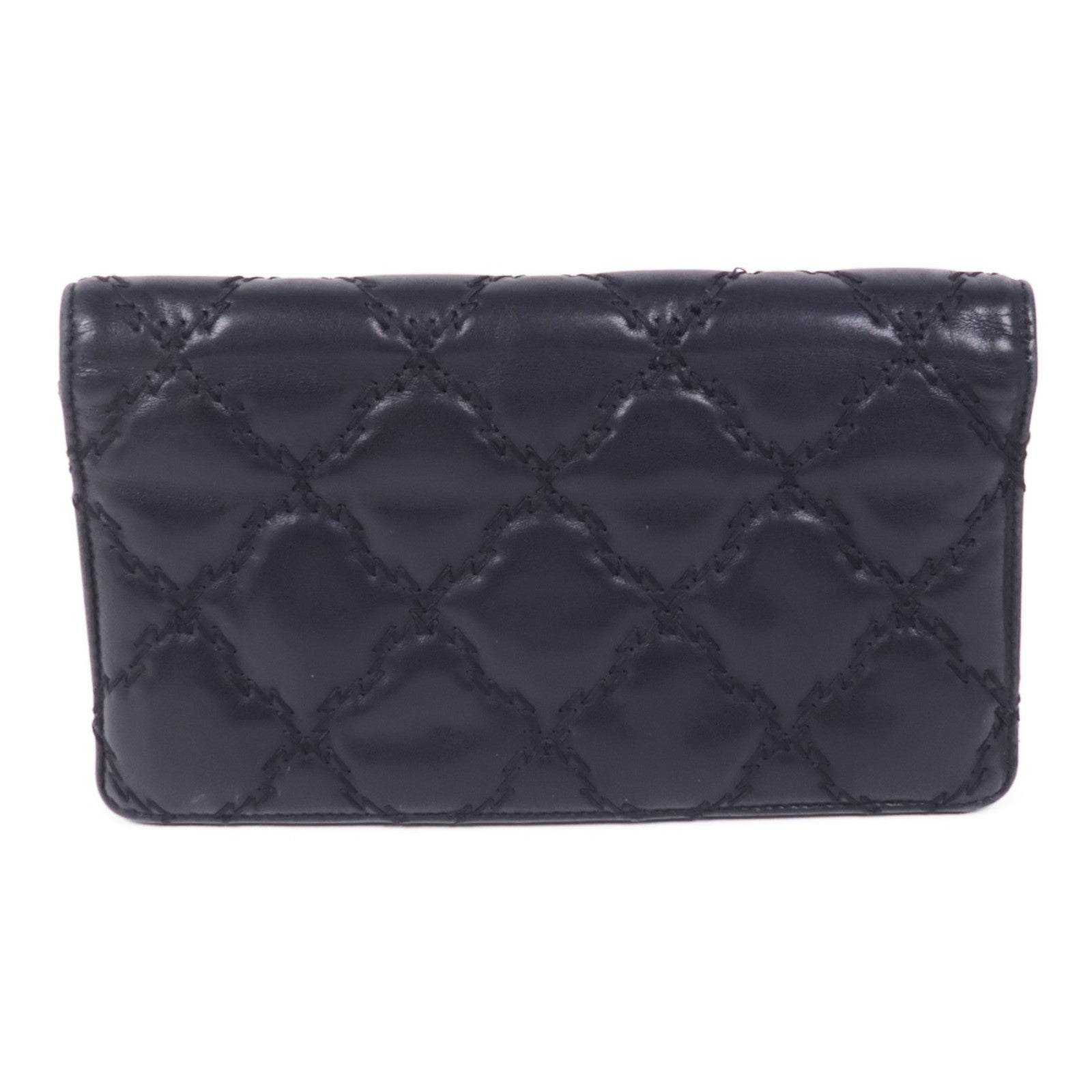 CHANEL 羊皮皮革Long Wallet銀扣長錢包