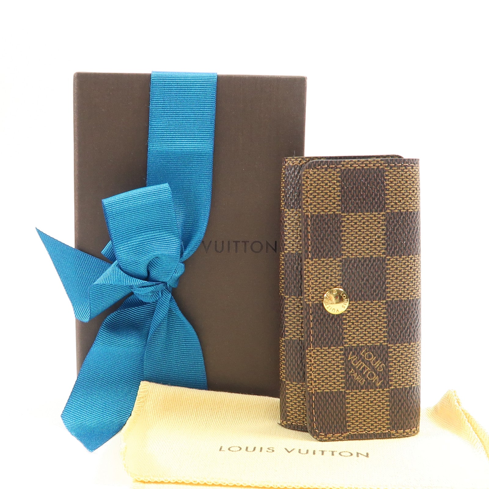 LOUIS VUITTON Damier 4 Key Holder金扣鎖匙包棕色