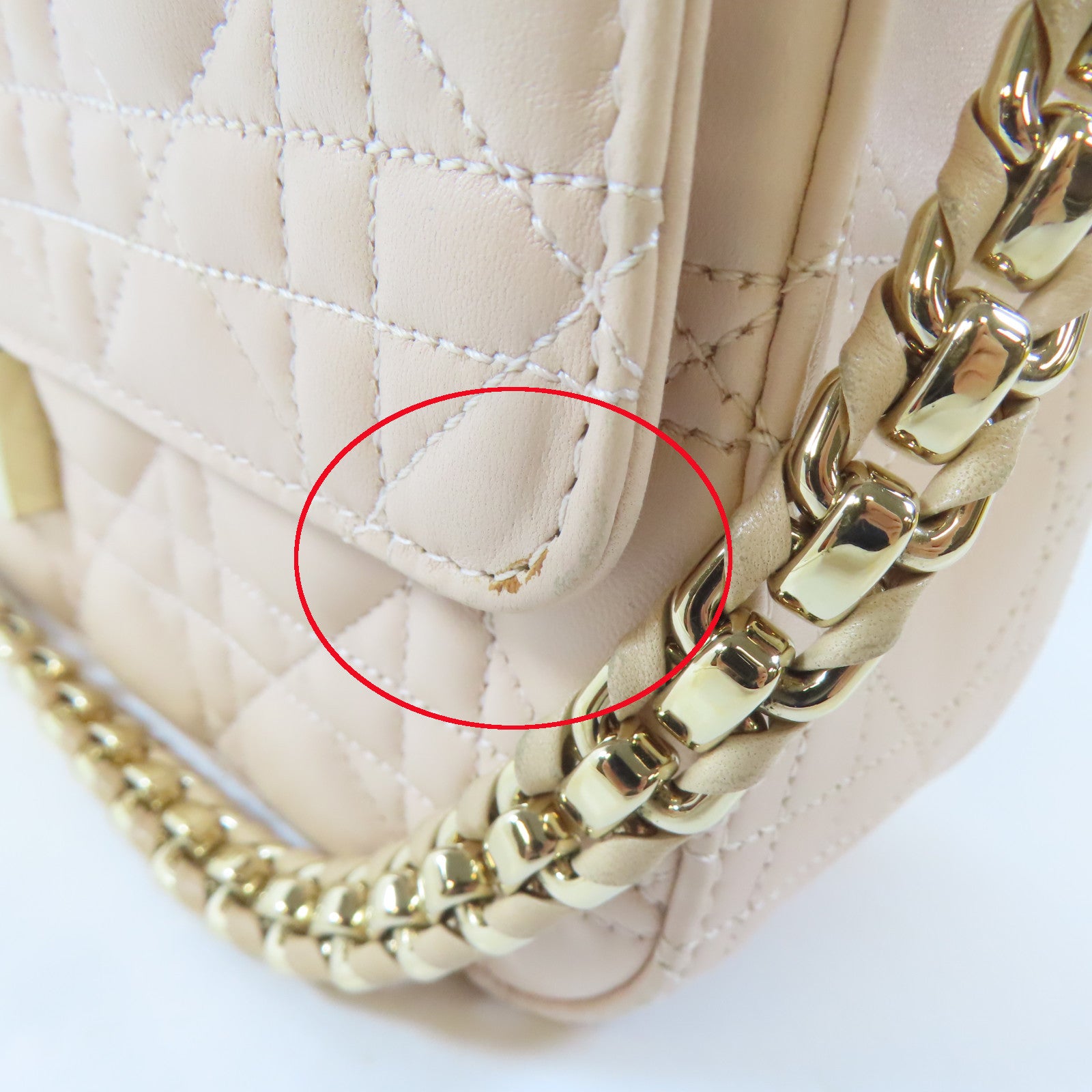 Dior 羊皮皮革Chain Shoulder金扣鏈帶肩背袋淺粉紅色