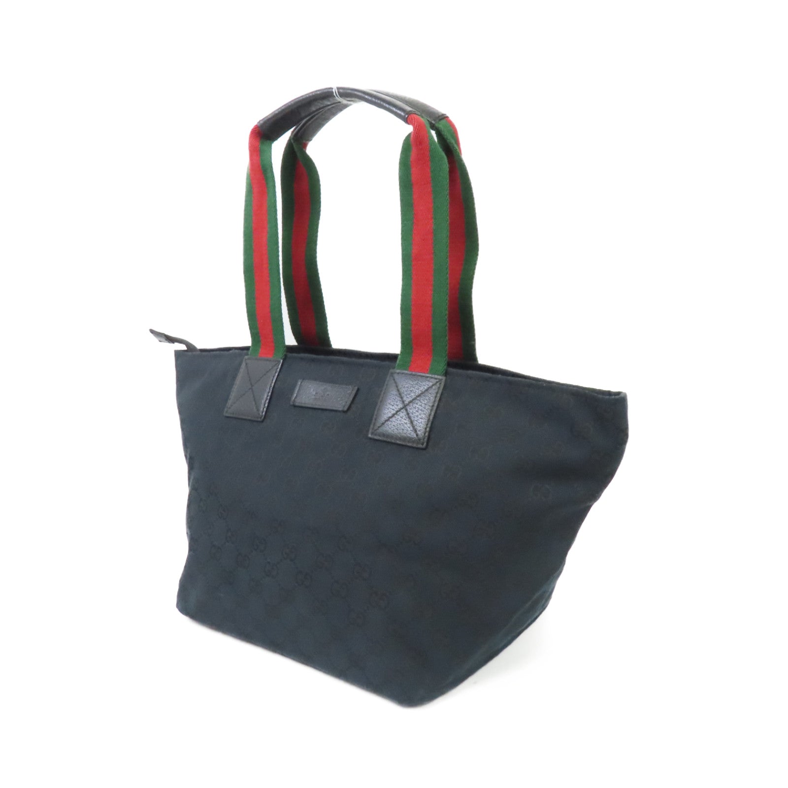 GUCCI 帆布Tote Bag銀扣手挽袋黑色