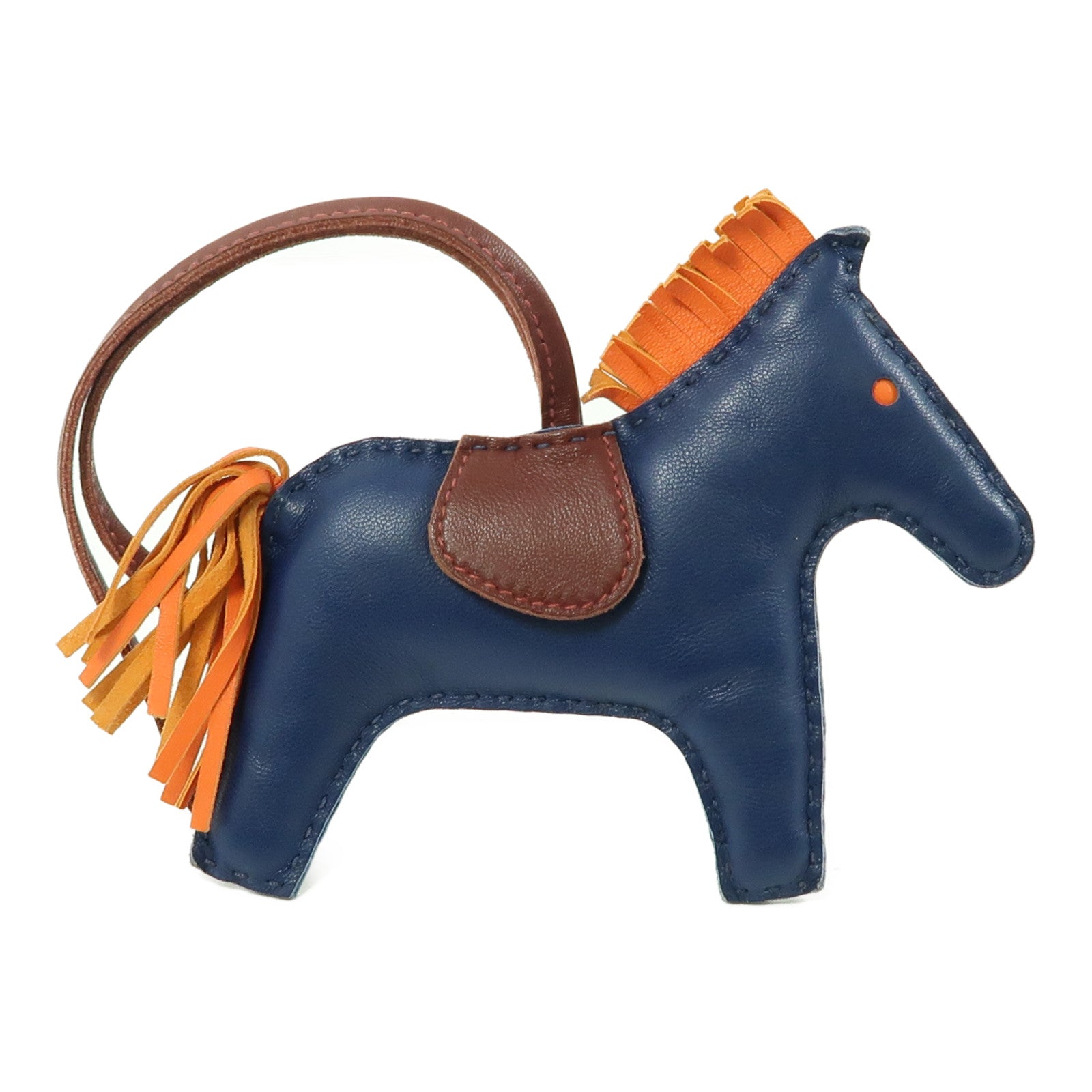 HERMES Swift皮革Rodeo MM Charm掛飾深藍色/啡色/橙色