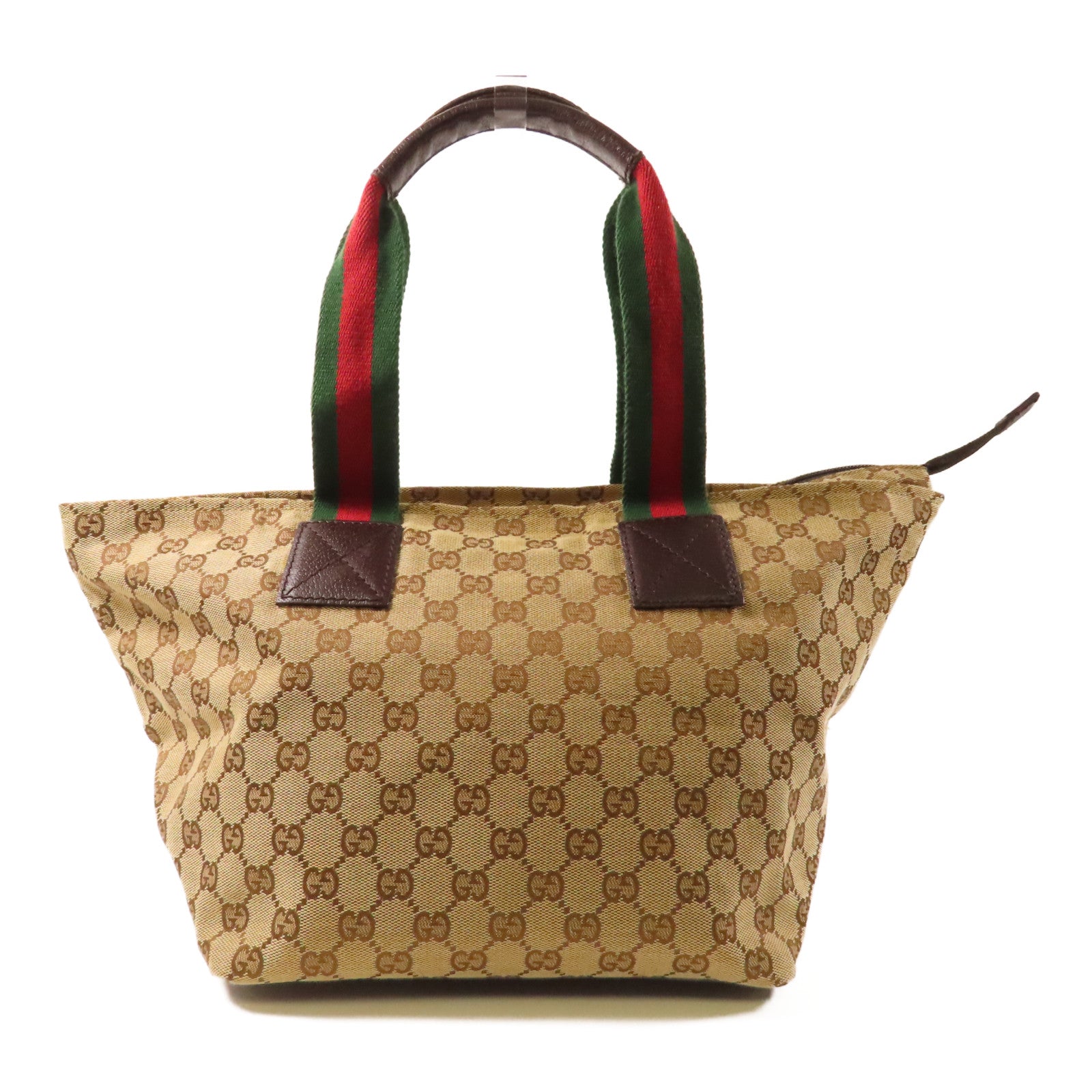 GUCCI 帆布Tote Bag銀扣手挽袋啡色