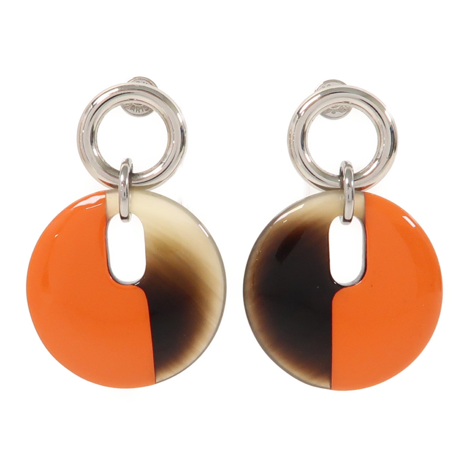 HERMES 水牛角Earrings耳環橙色/啡色