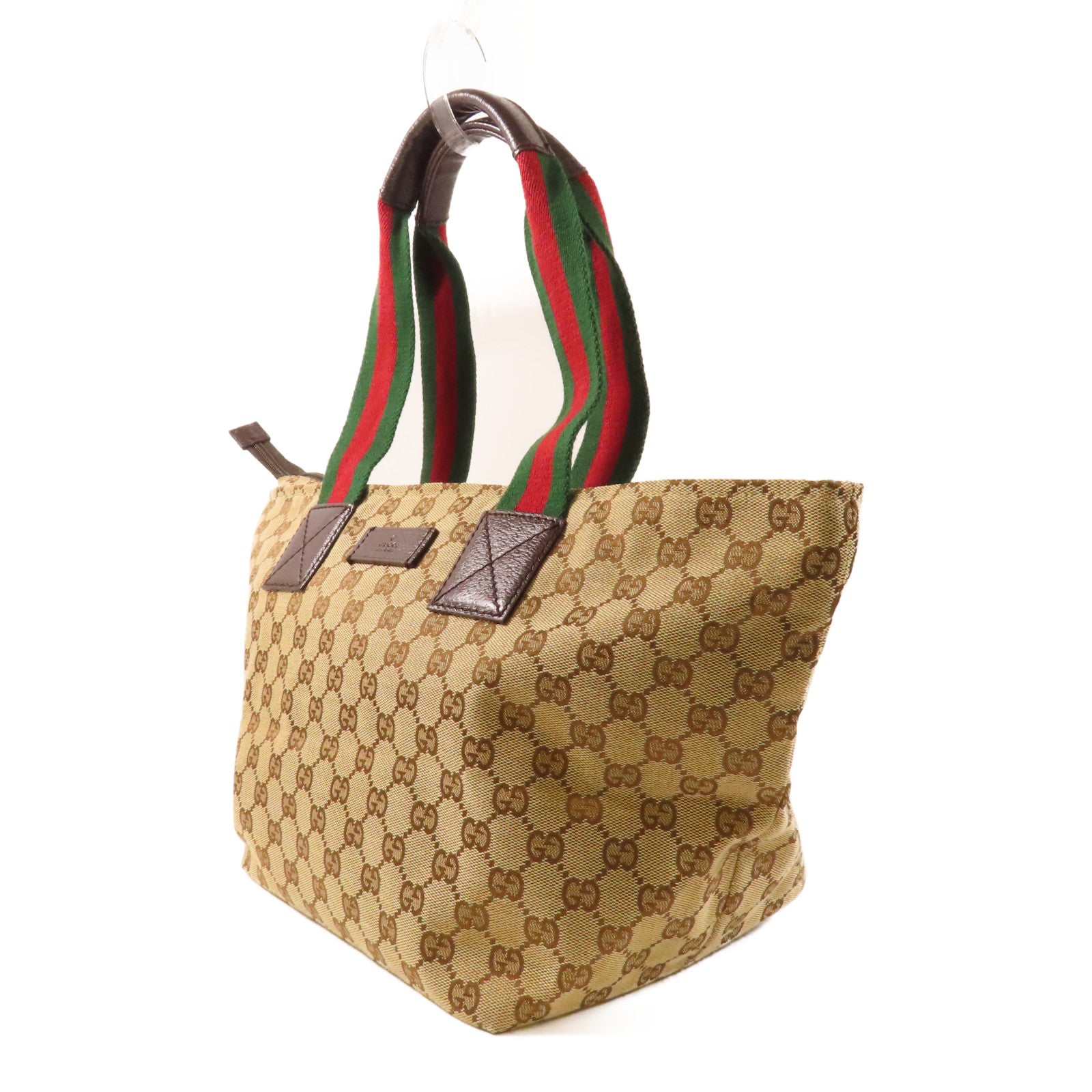 GUCCI 帆布Tote Bag銀扣手挽袋啡色