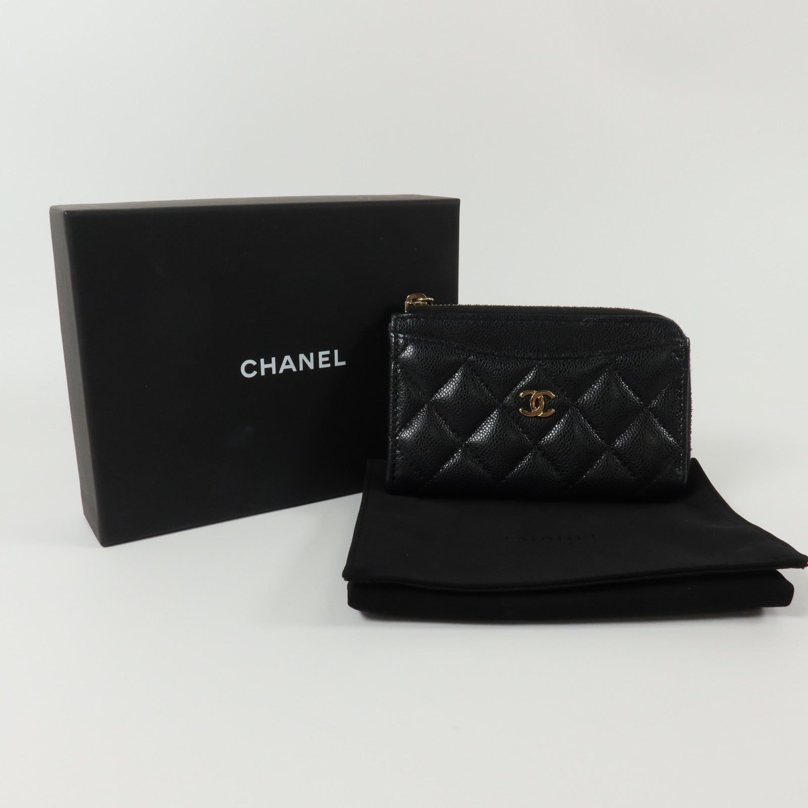CHANEL 牛皮皮革Classic Zipped Card Holder金扣卡片套