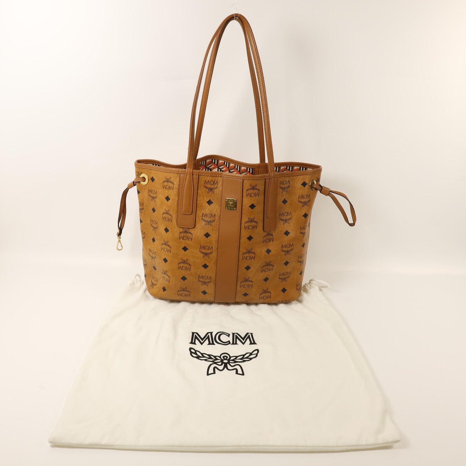 MCM 牛皮皮革Tote Bag金扣手挽袋