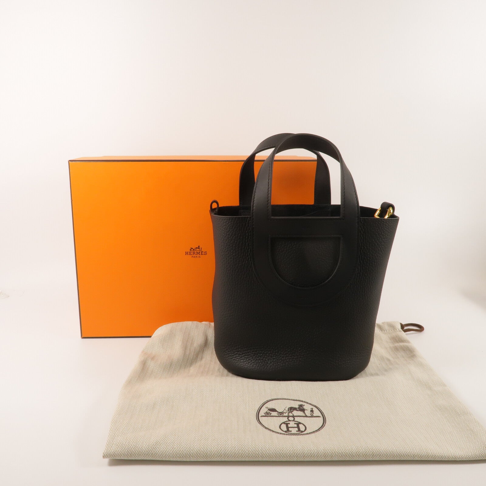 HERMES Clemence皮革In The Loop 18手挽袋Noir