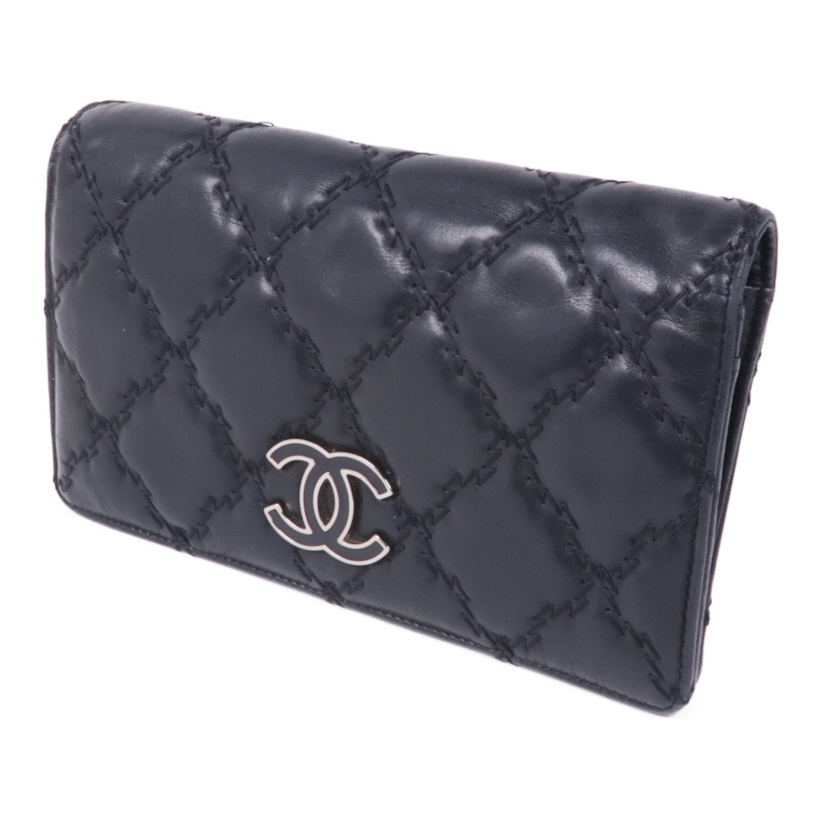 CHANEL 【激減優惠】羊皮皮革Long Wallet銀扣長錢包