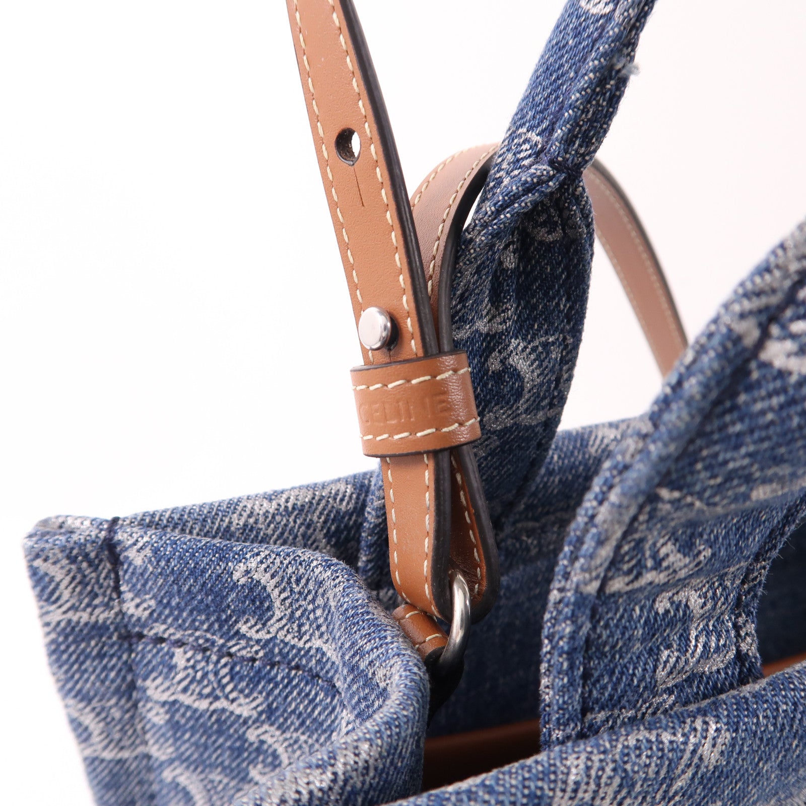 CELINE 牛仔布Cabas Thais銀扣手挽肩背兩用袋