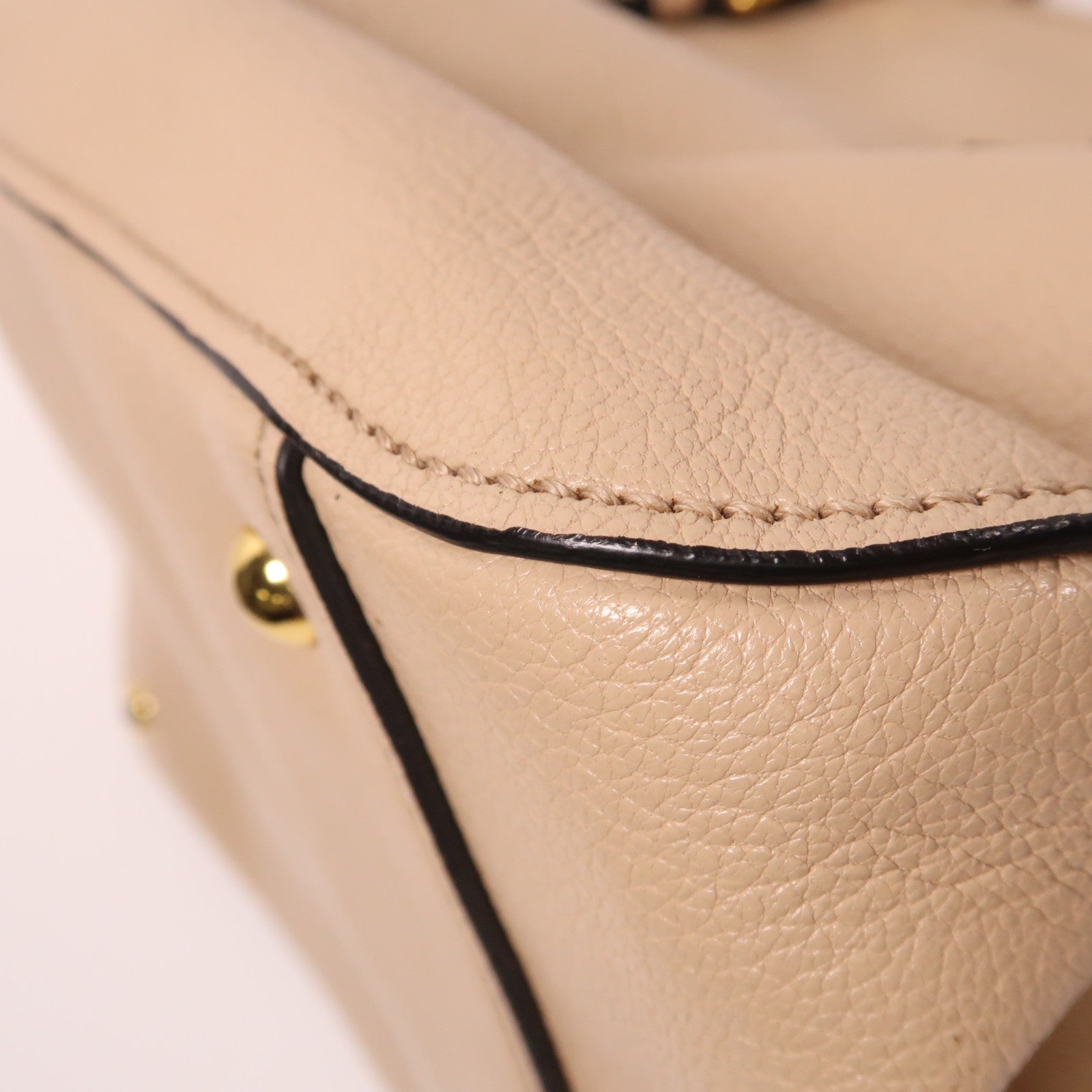 Miu Miu 牛皮皮革2 Way Shoulder Bag金扣手挽肩背兩用袋米色