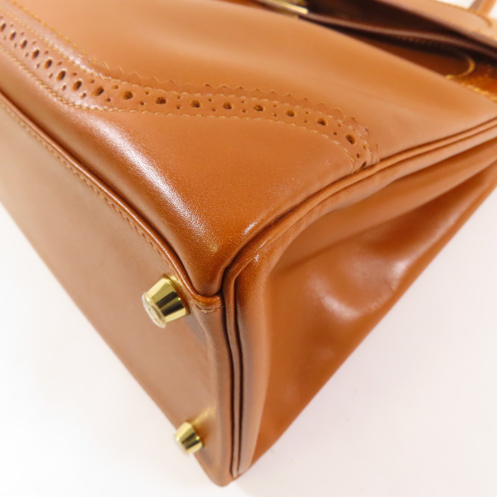 HERMES Tadelakt皮革Kelly Ghillies 35手挽肩背兩用袋34 Fauve