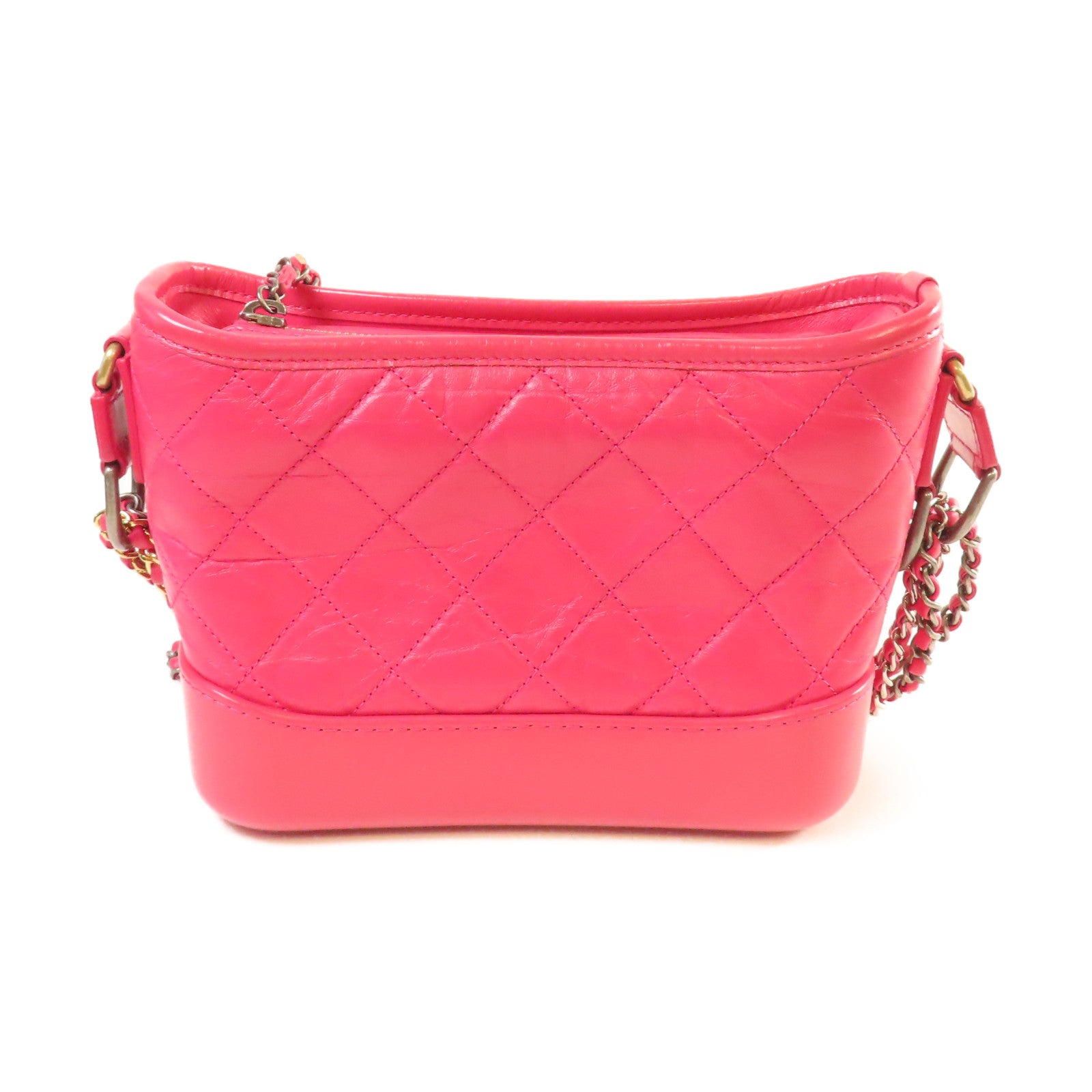 CHANEL 【激減優惠】菱格皮革Gabrielle Small Chain Shoulder Bag金扣鏈帶肩背袋粉紅色
