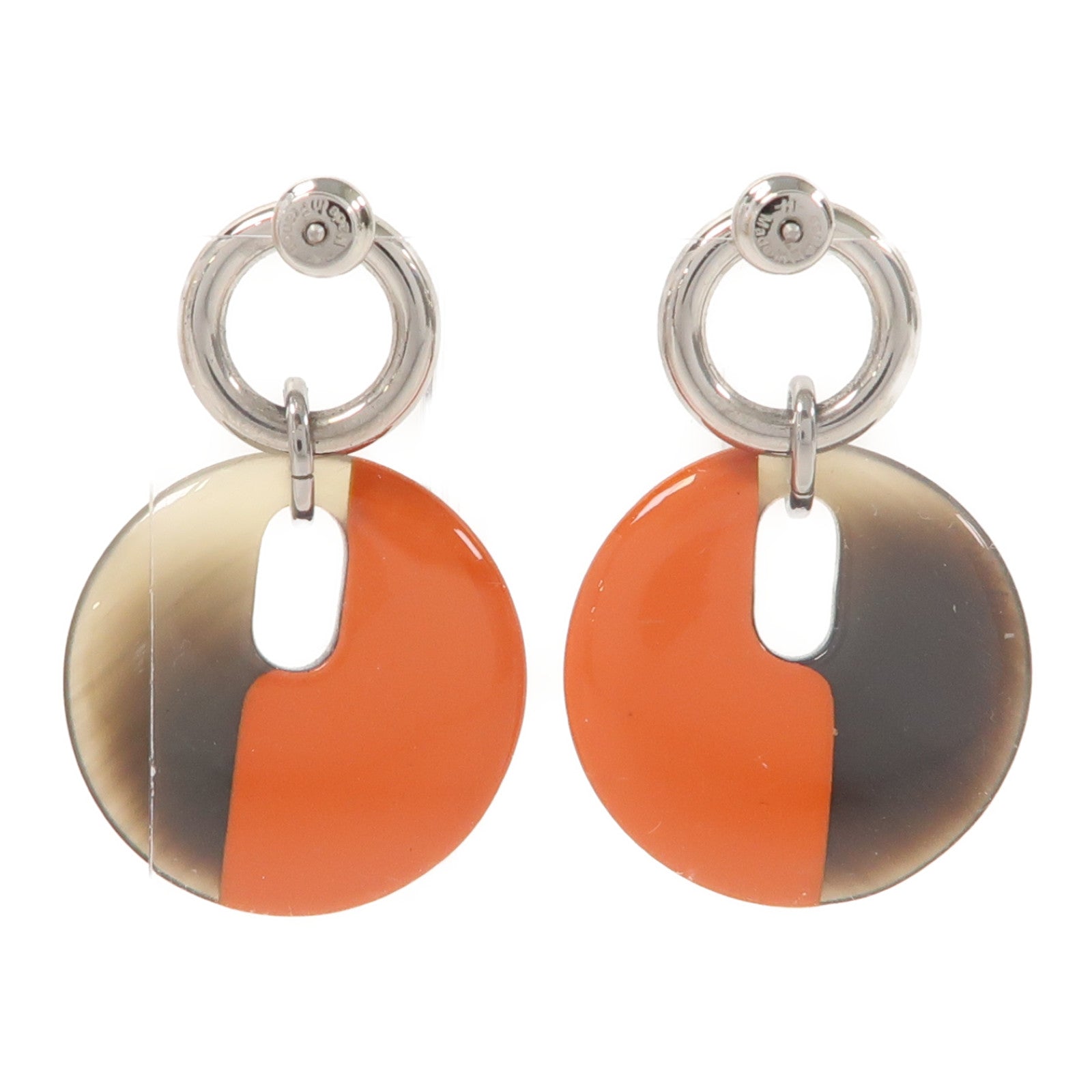 HERMES 水牛角Earrings耳環橙色/啡色