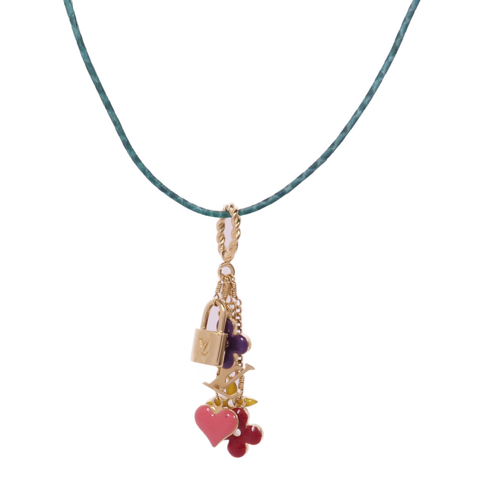 LOUIS VUITTON LV Pendant Sweet Monogram Necklace Metal Gold