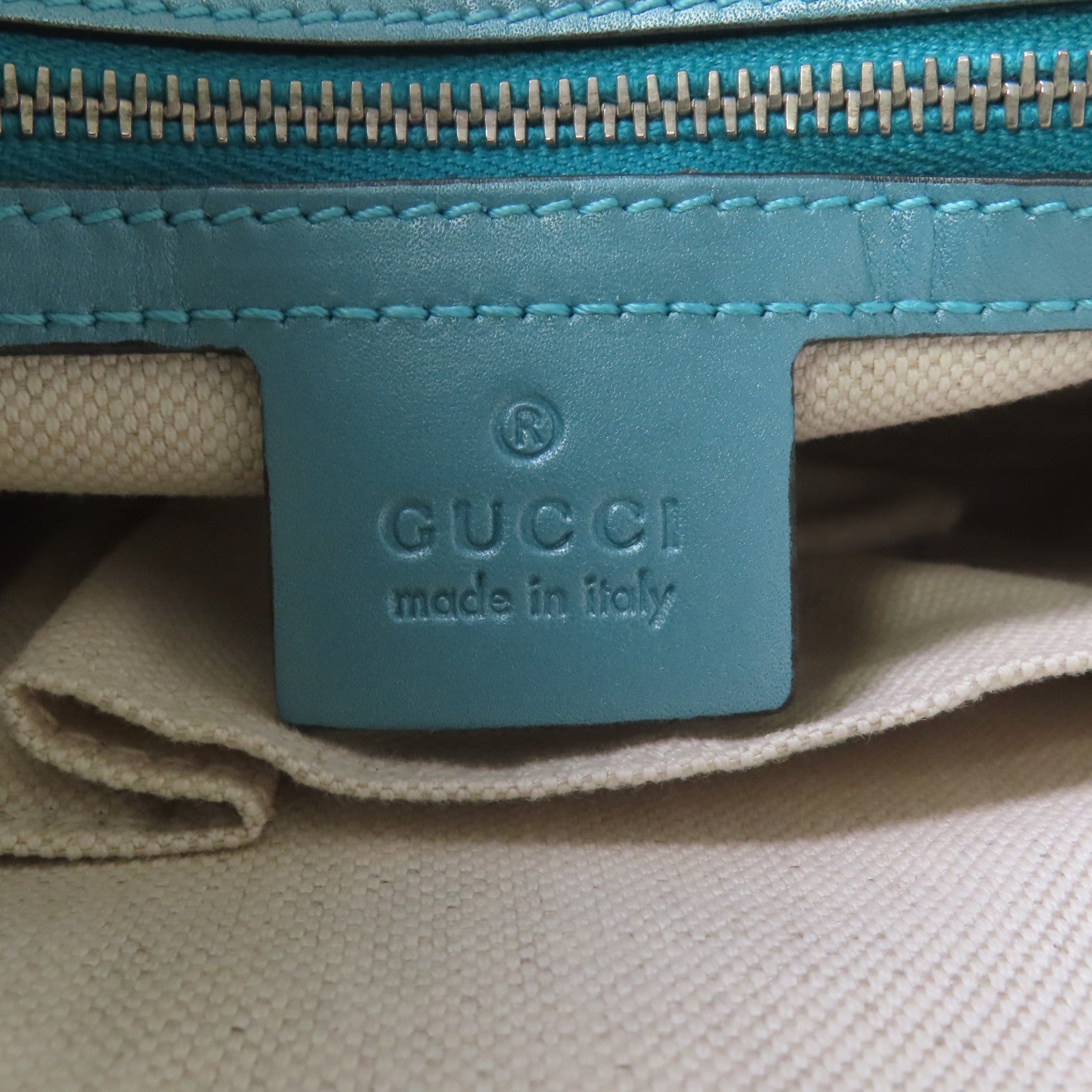 GUCCI 牛皮皮革GG Twins Bag金扣手挽肩背兩用袋藍綠色