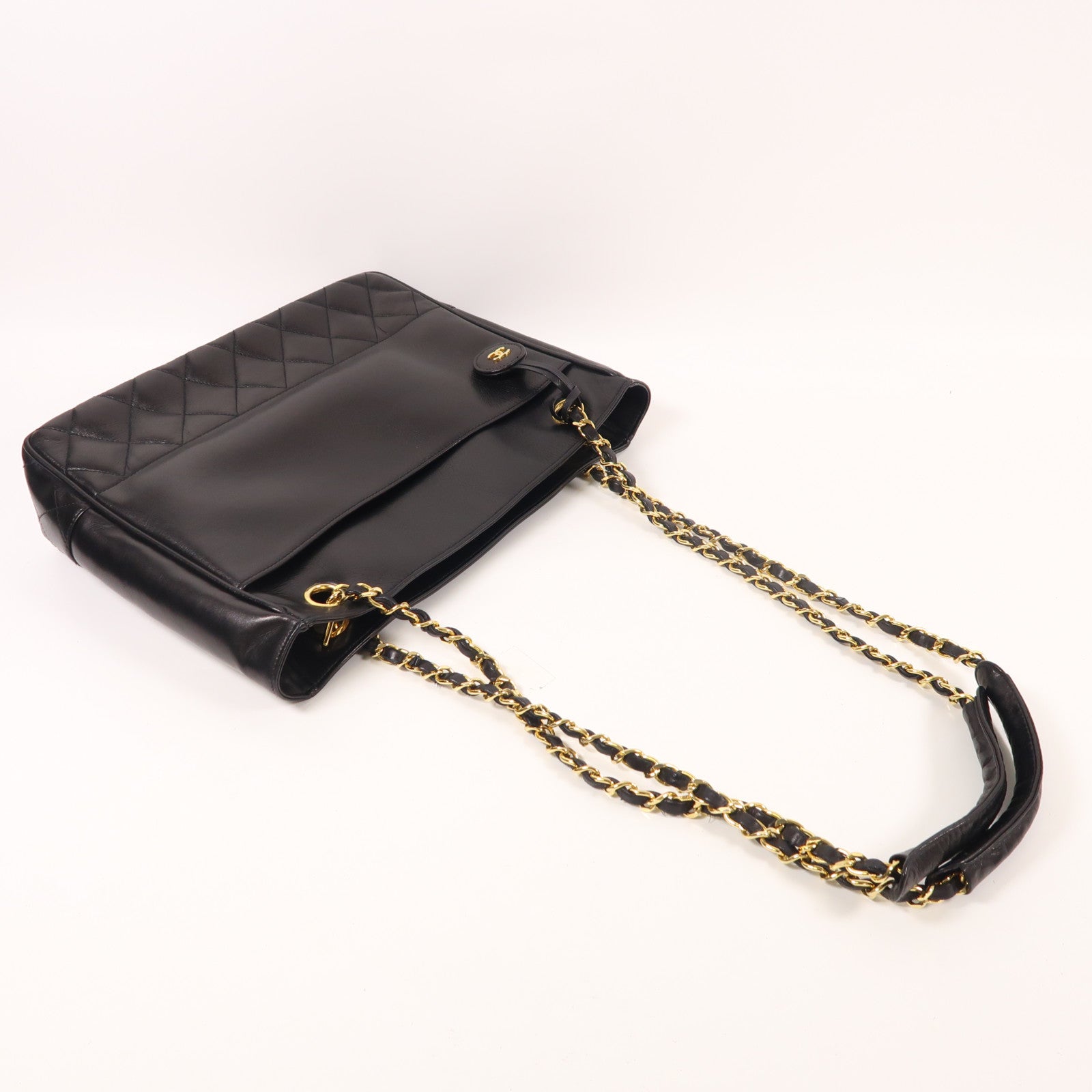 CHANEL 羊皮皮革Chain Shoulder金扣鏈帶肩背袋