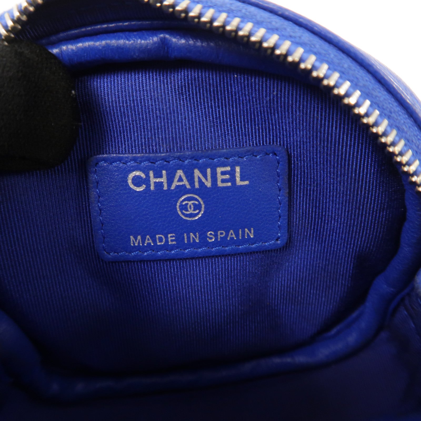 CHANEL 【激減優惠】菱格羊皮皮革Coin Case金扣零錢包藍色