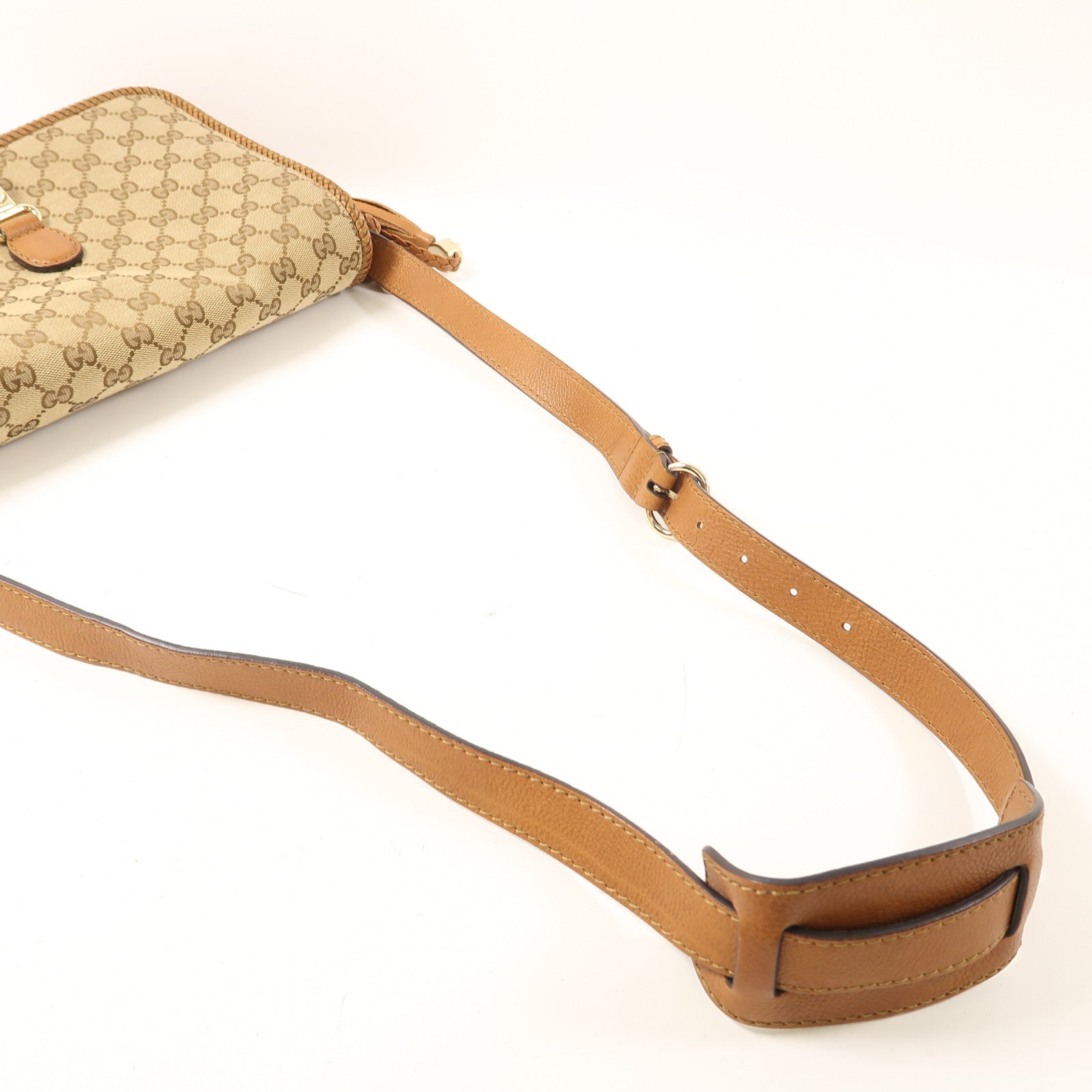 GUCCI 帆布/皮革Crossbody Bag金扣肩背袋啡色