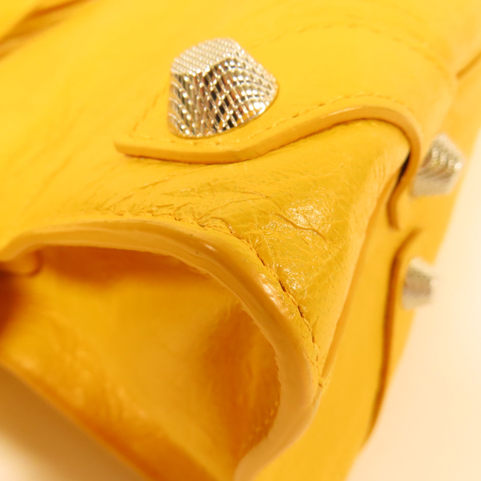 BALENCIAGA SHW Mute City 2Way Shoulder Hand Bag Calfskin Leather Yellow