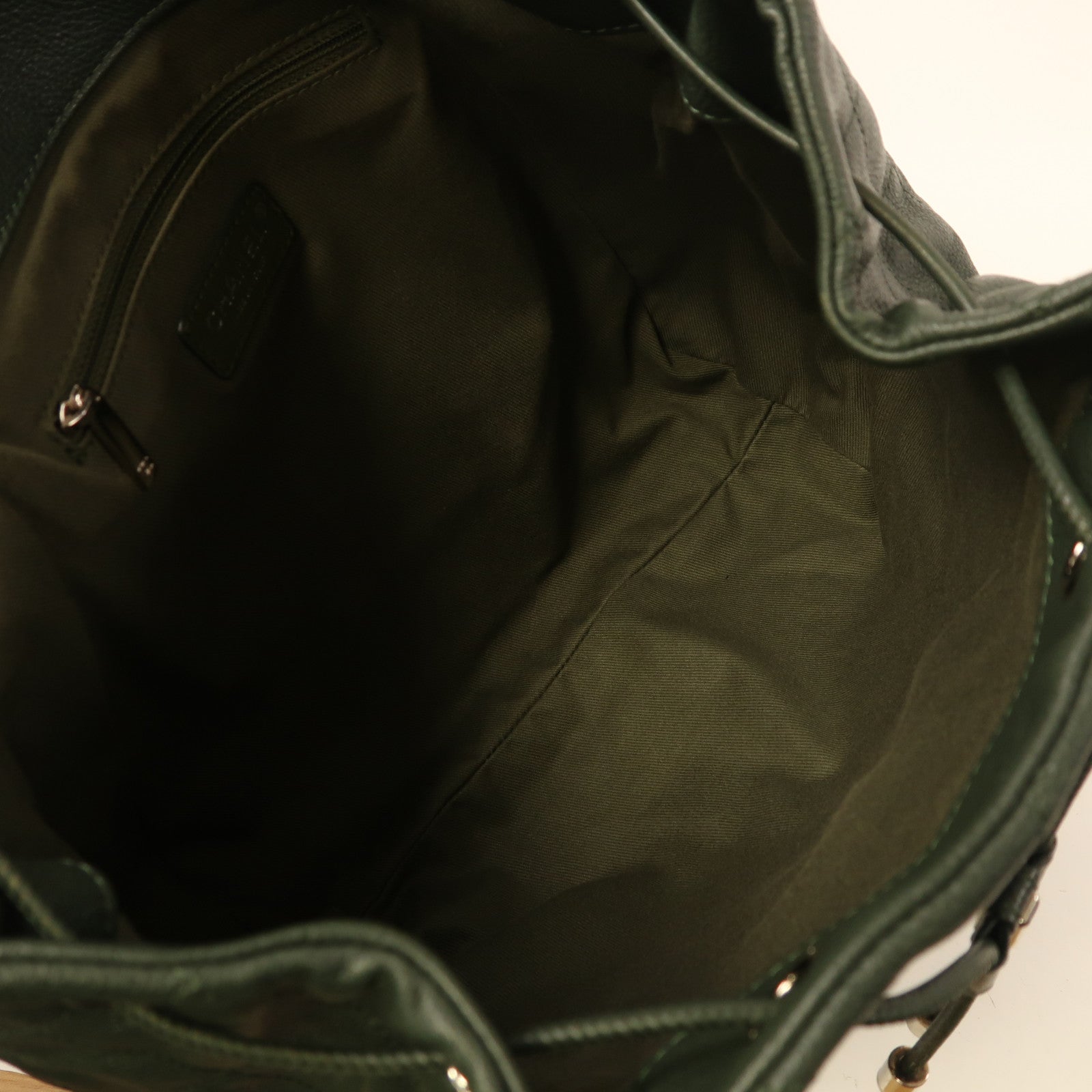 CHANEL 牛皮皮革Backpack銀扣背包綠色