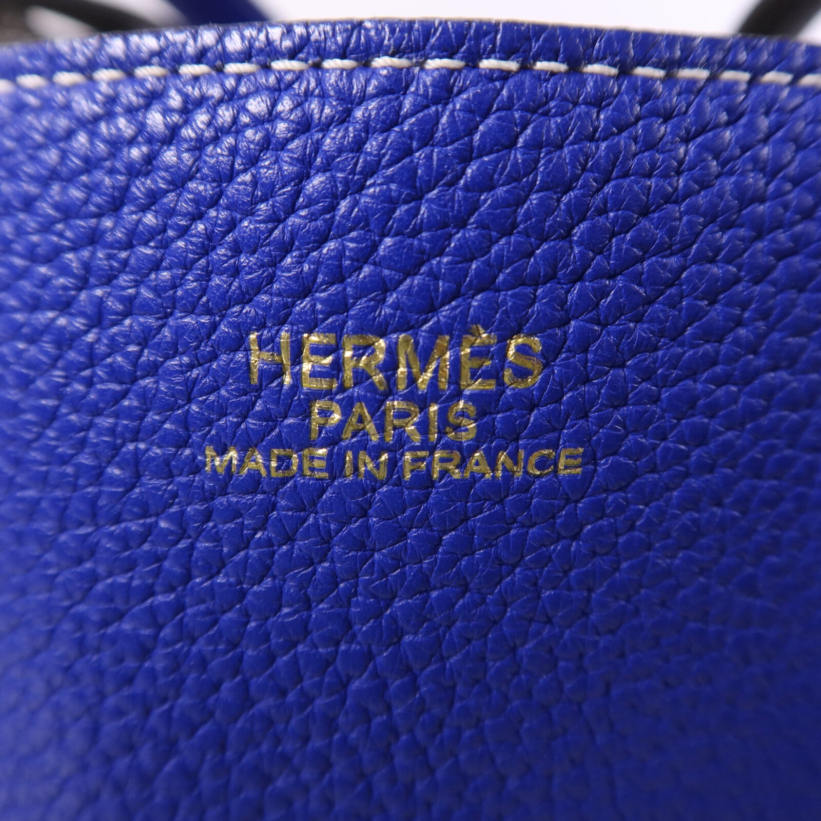 HERMES Clemence皮革Double Sens手挽袋Bleu Electrique/Etain