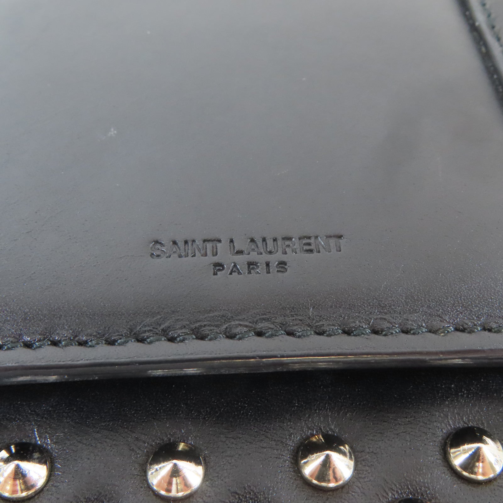 SAINT LAURENT 【激減優惠】牛皮皮革Shoulder Bag銀扣鏈帶肩背袋黑色