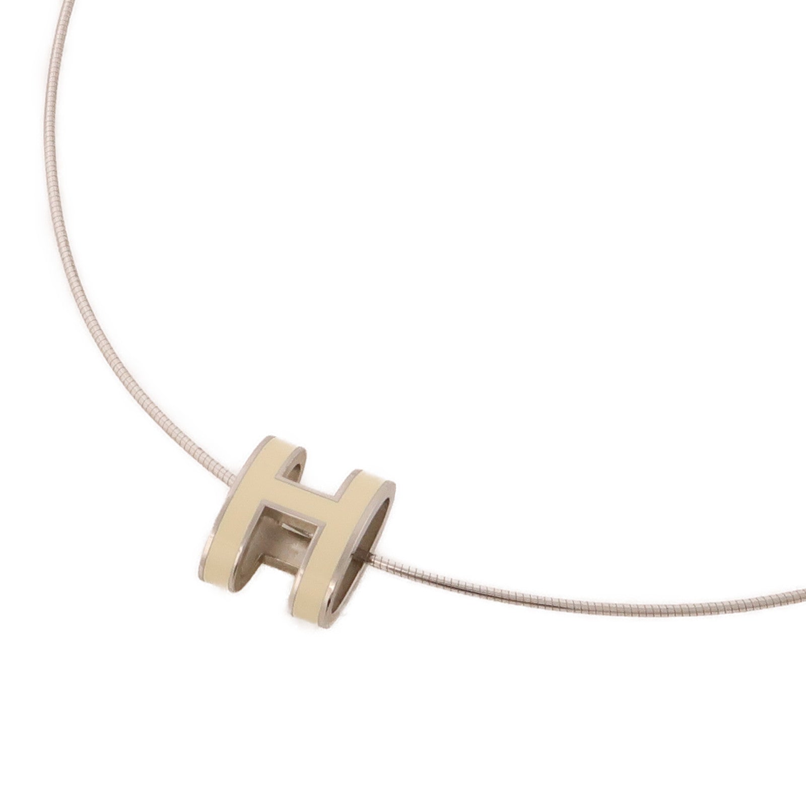 HERMES 金屬Pop H Necklace項鍊白色/銀色