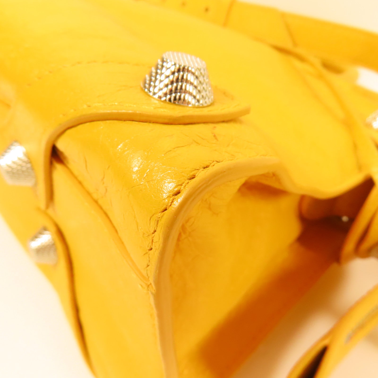 BALENCIAGA SHW Mute City 2Way Shoulder Hand Bag Calfskin Leather Yellow