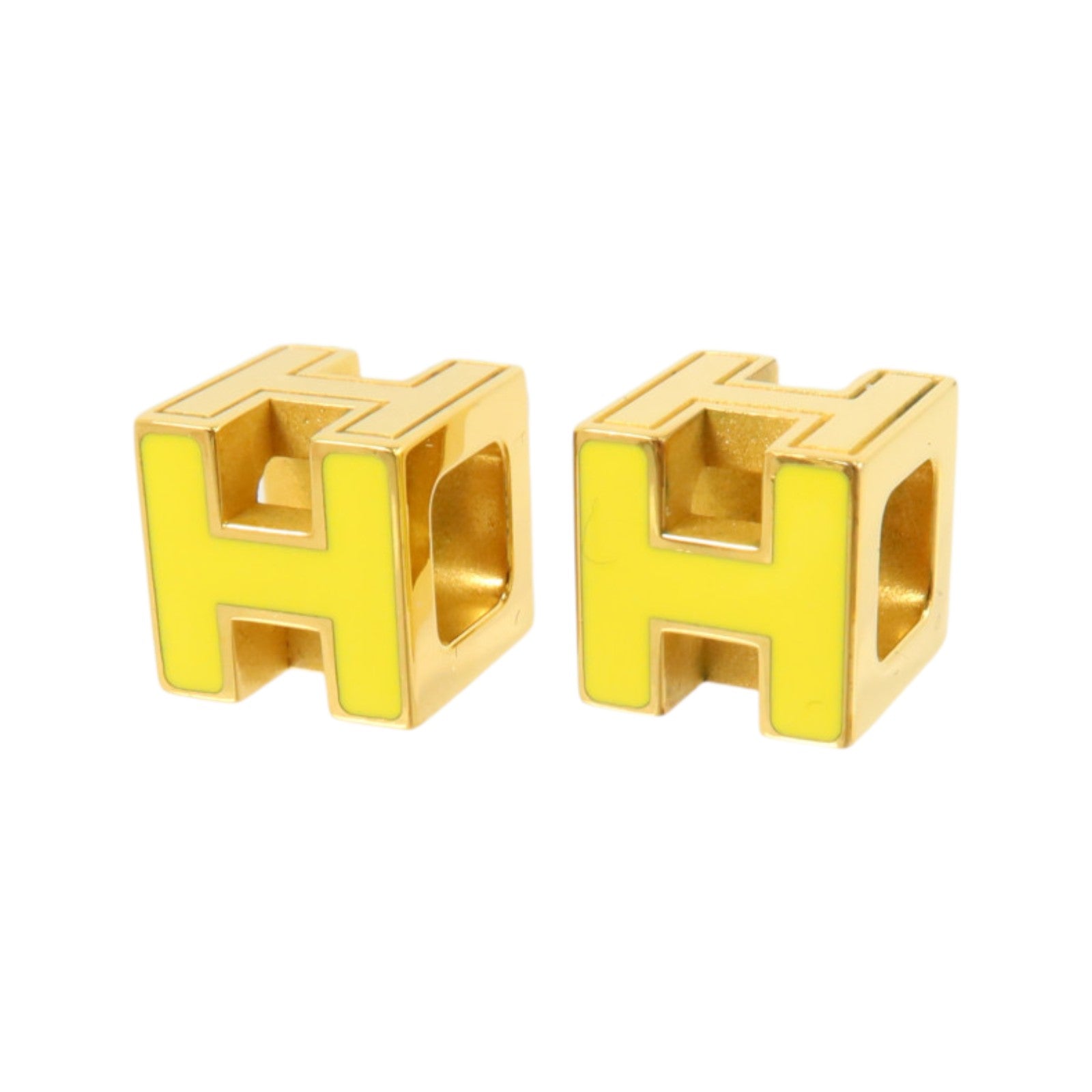 HERMES 金屬/琺瑯H Cube Earrings金扣耳環