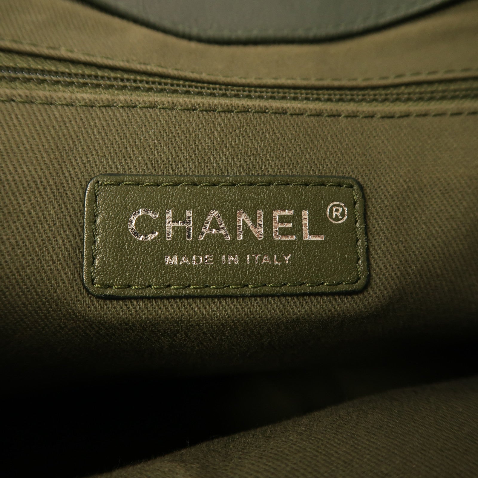 CHANEL 牛皮皮革Backpack銀扣背包綠色