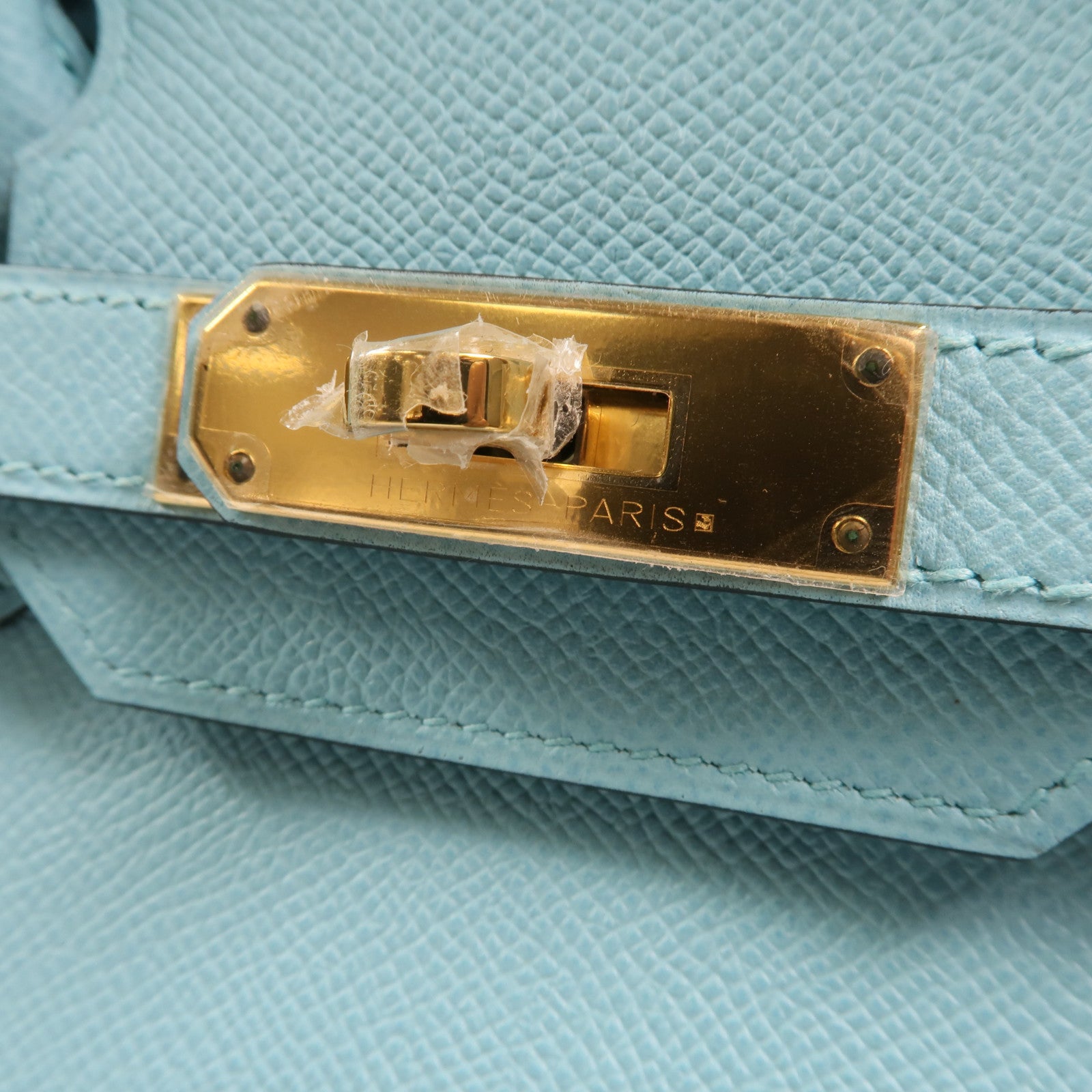 HERMES Epsom皮革Birkin 30金扣手挽袋Bleu Atoll