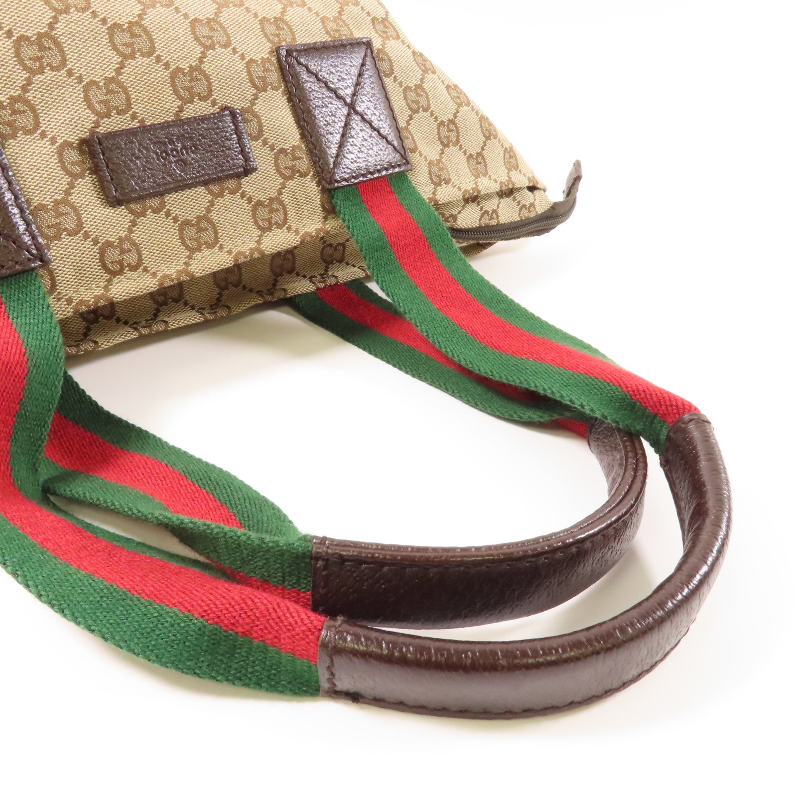 GUCCI 帆布Tote Bag銀扣手挽袋啡色