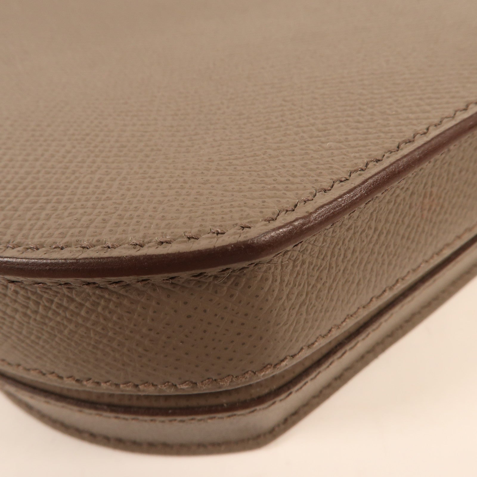 HERMES Epsom皮革Mini Mosaique銀扣肩背袋Etain