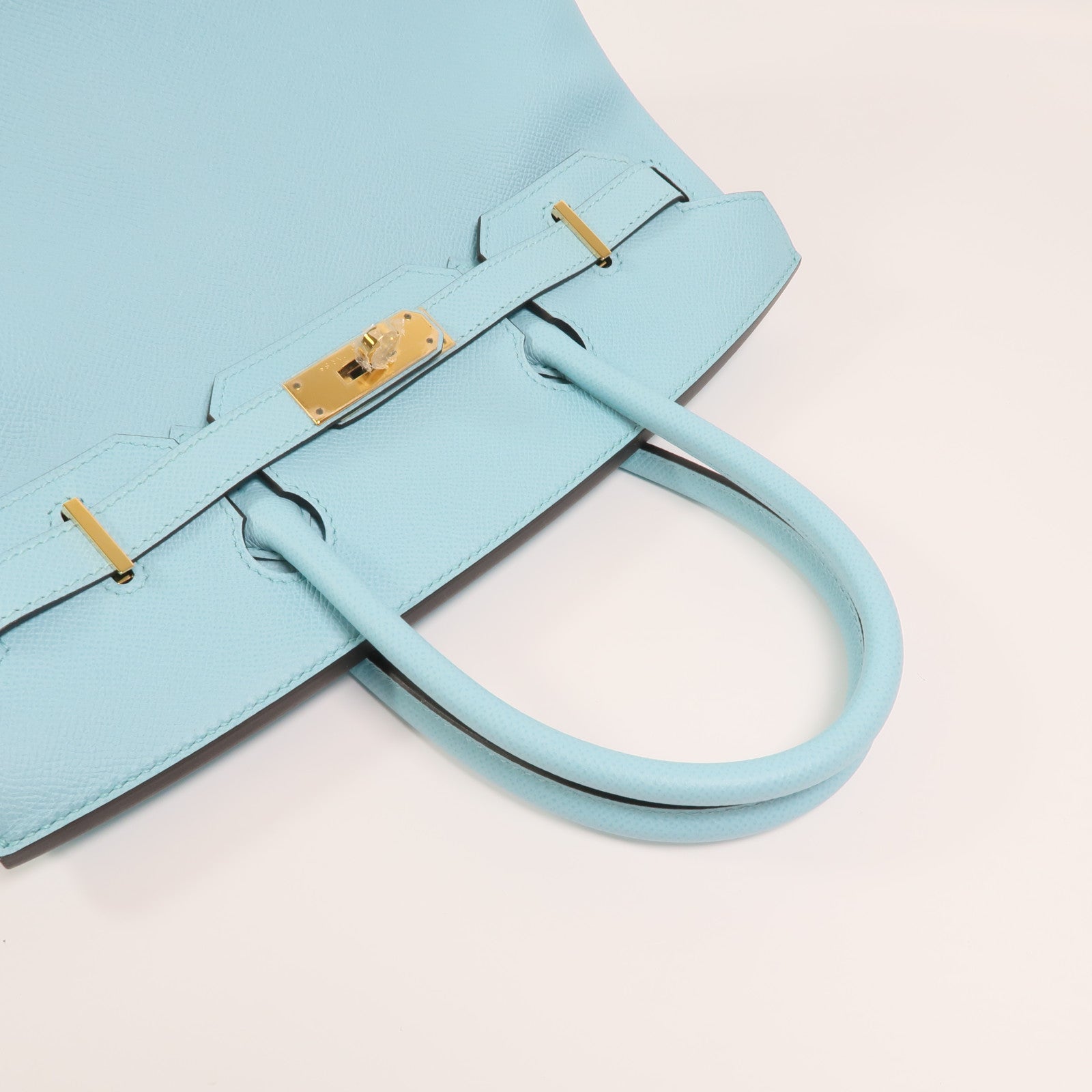 HERMES Epsom皮革Birkin 30金扣手挽袋Bleu Atoll