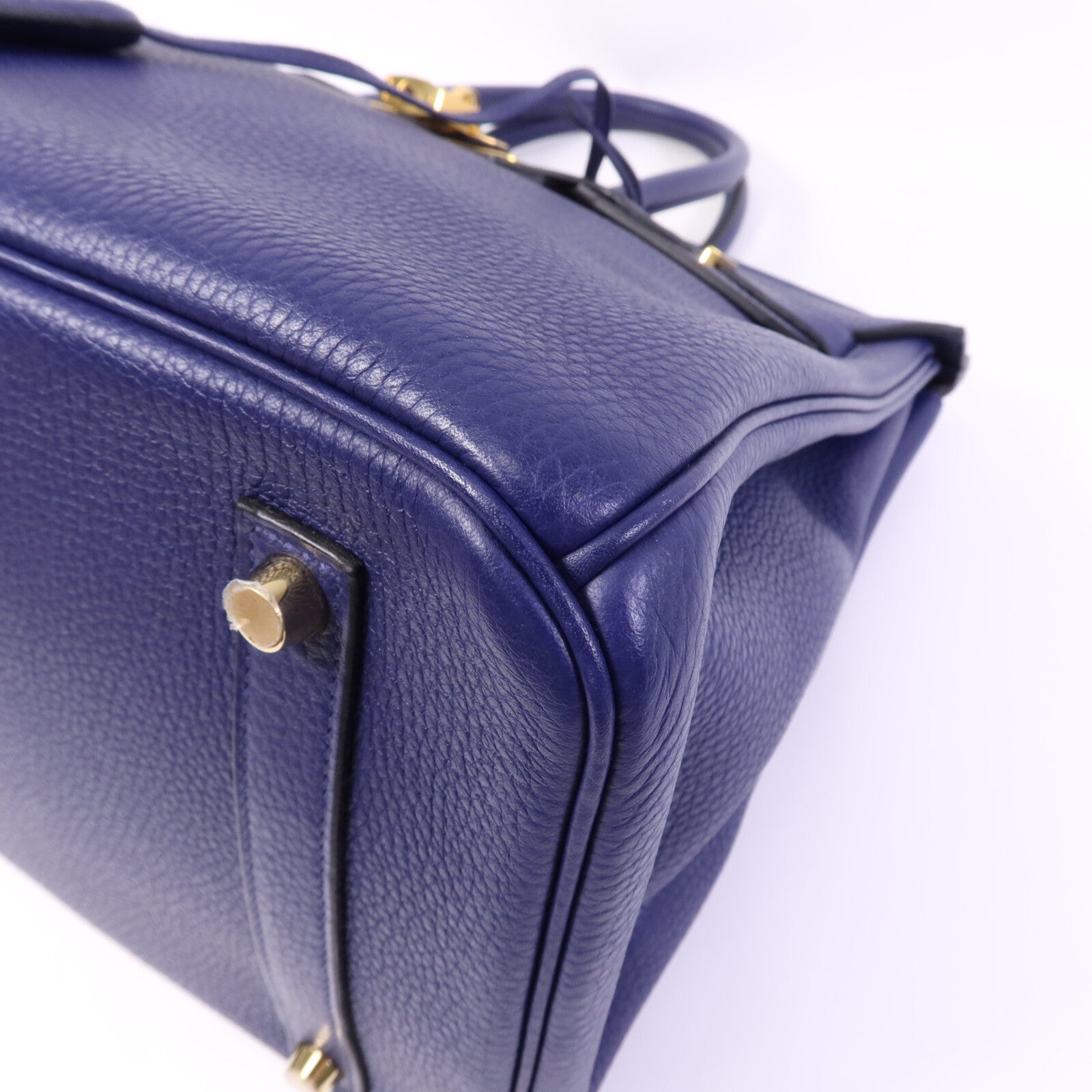 HERMES Togo皮革Birkin 35金扣手挽袋Bleu Encre
