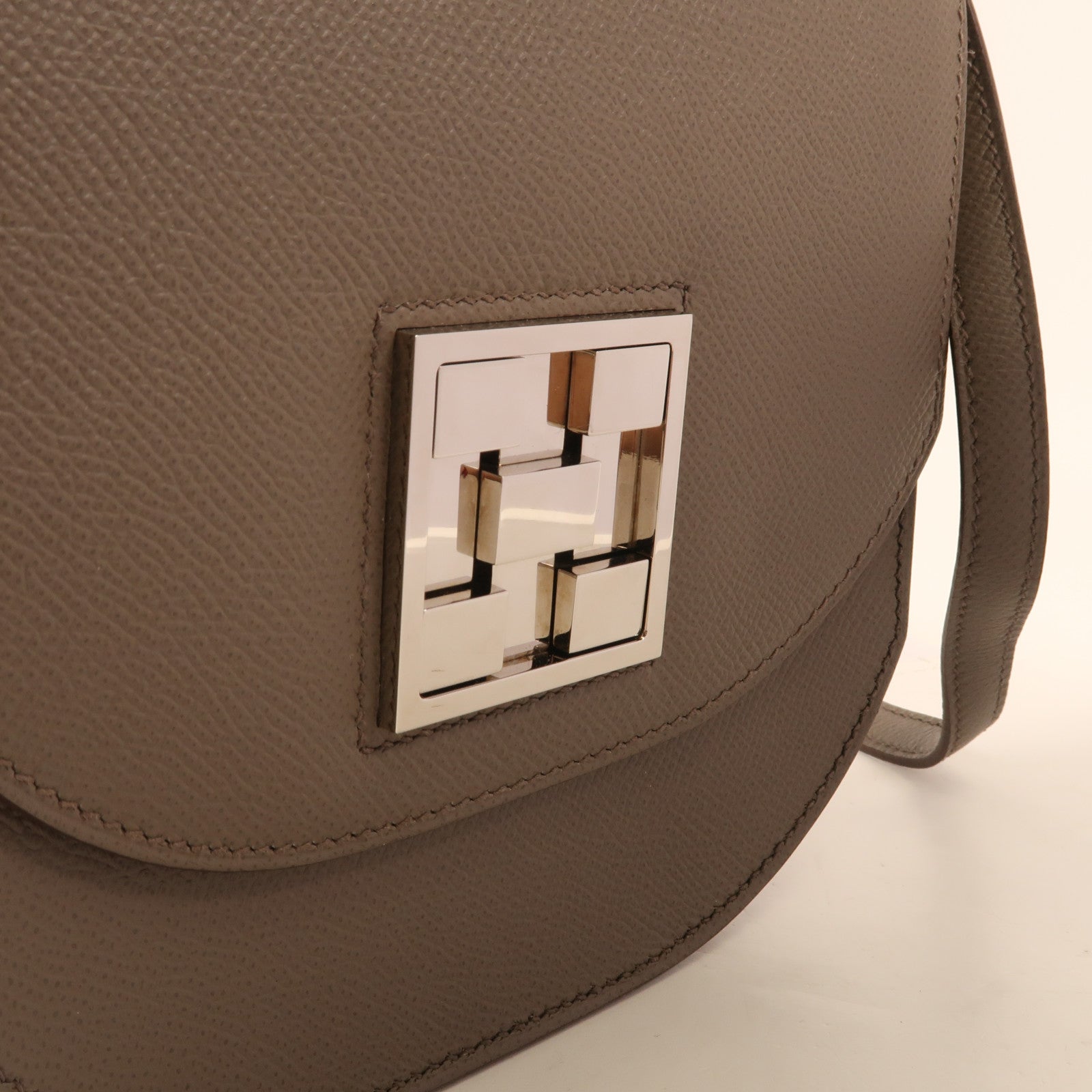 HERMES Epsom皮革Mini Mosaique銀扣肩背袋Etain